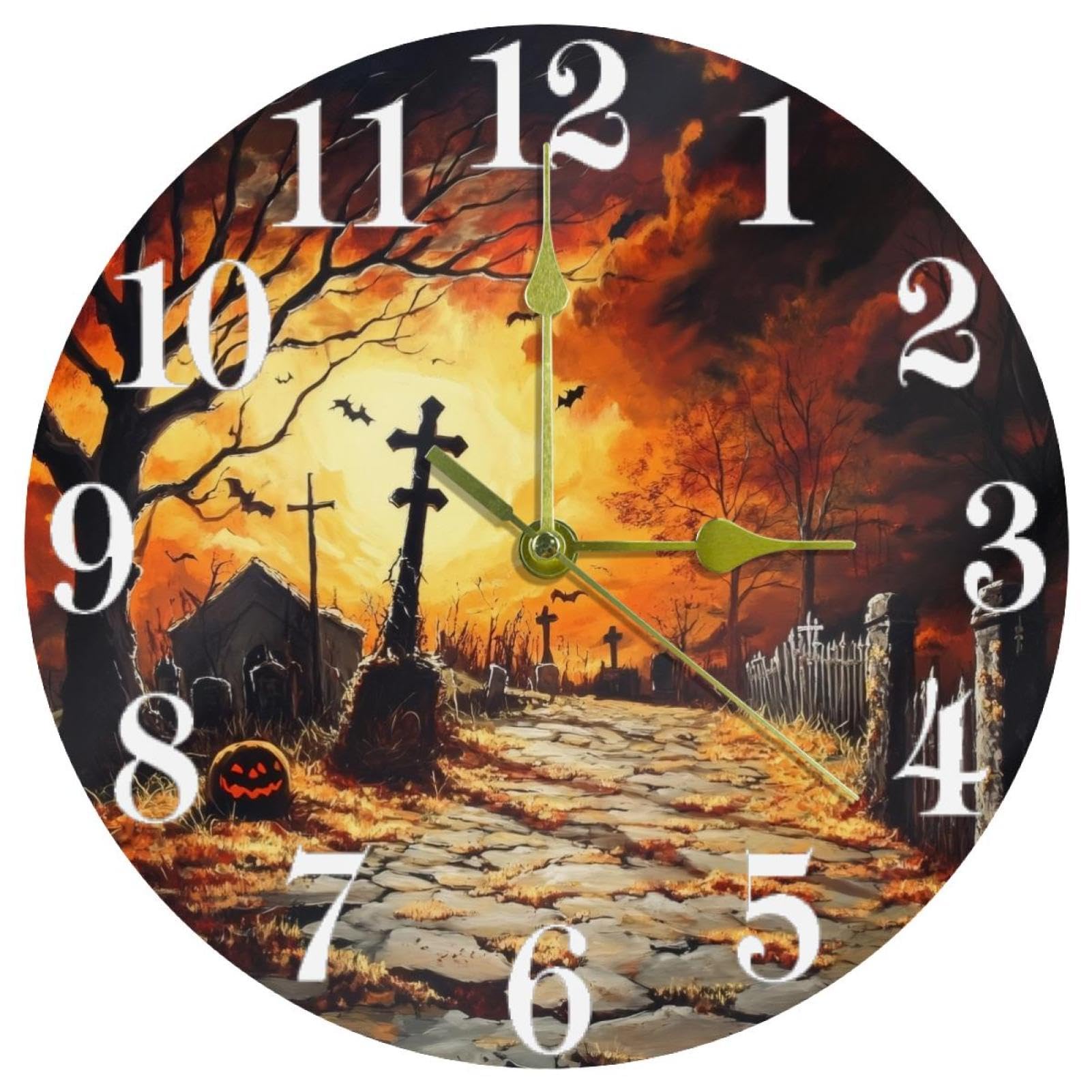 Horloge murale à quartz sans tic-tac mécanisme de précision pour Halloween