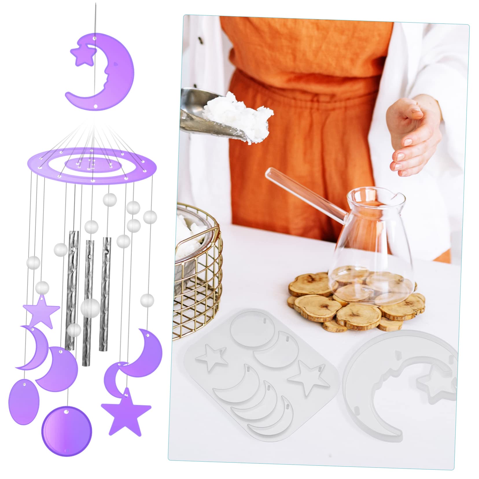 SHINEOFI 4sets Completo Di Stampo Silicone Per Eolici Kit Fai Da Te Per Creare Wind Chimes Materiale Flessibile Per Progetti Creativi Inclusa Guida Inglese Per Attività