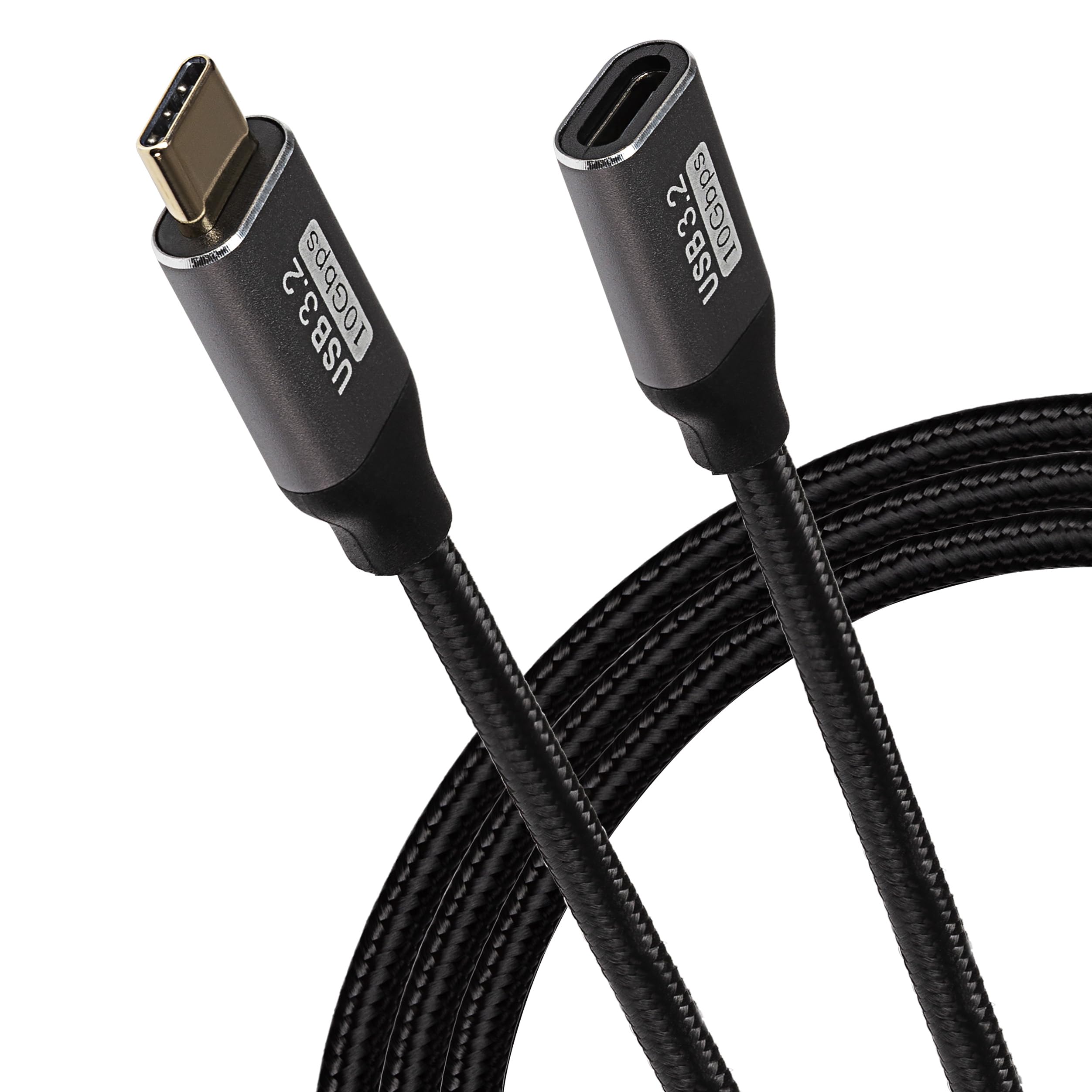 Maplin Men's Black Usb-C To Usb-C Fe 100W Extension Braided Cable