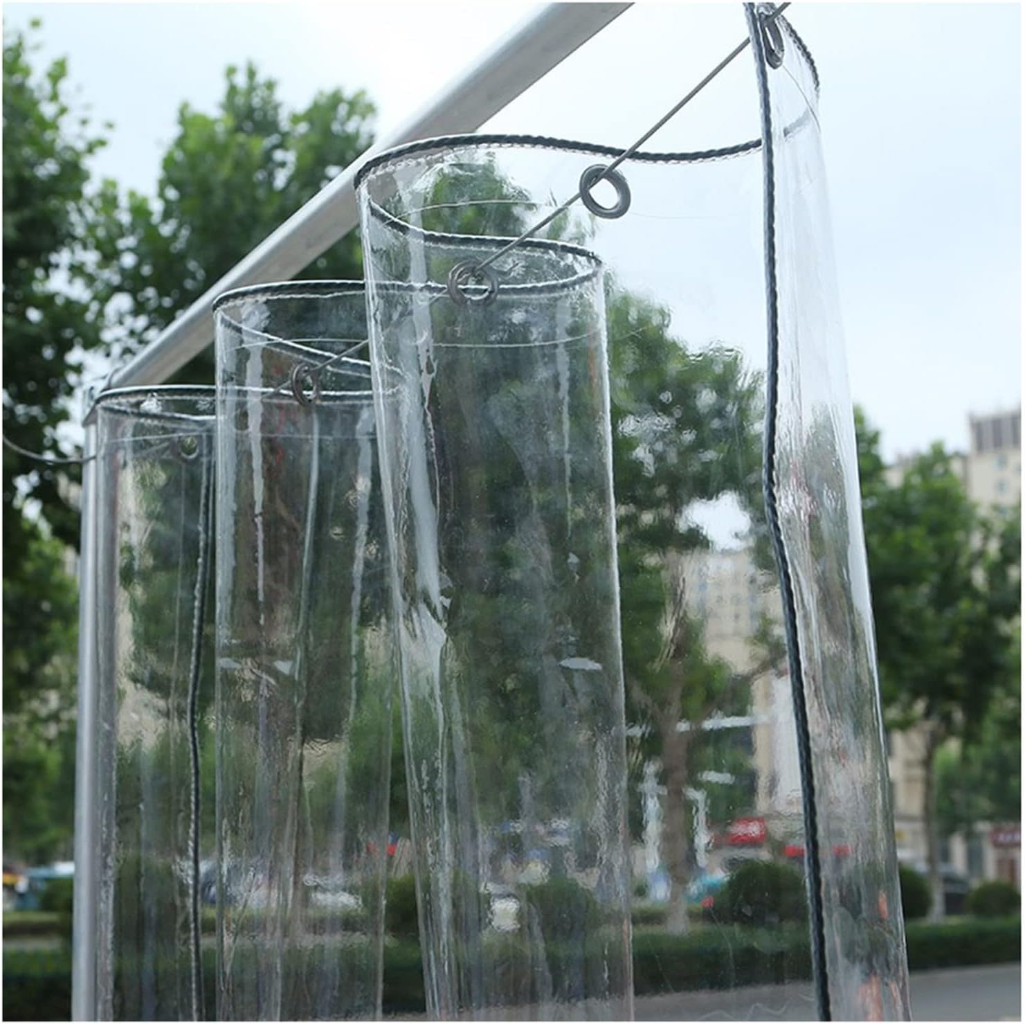 Lona transparente 0,32 mm à prova d'água transparente encerado PVC pano ...