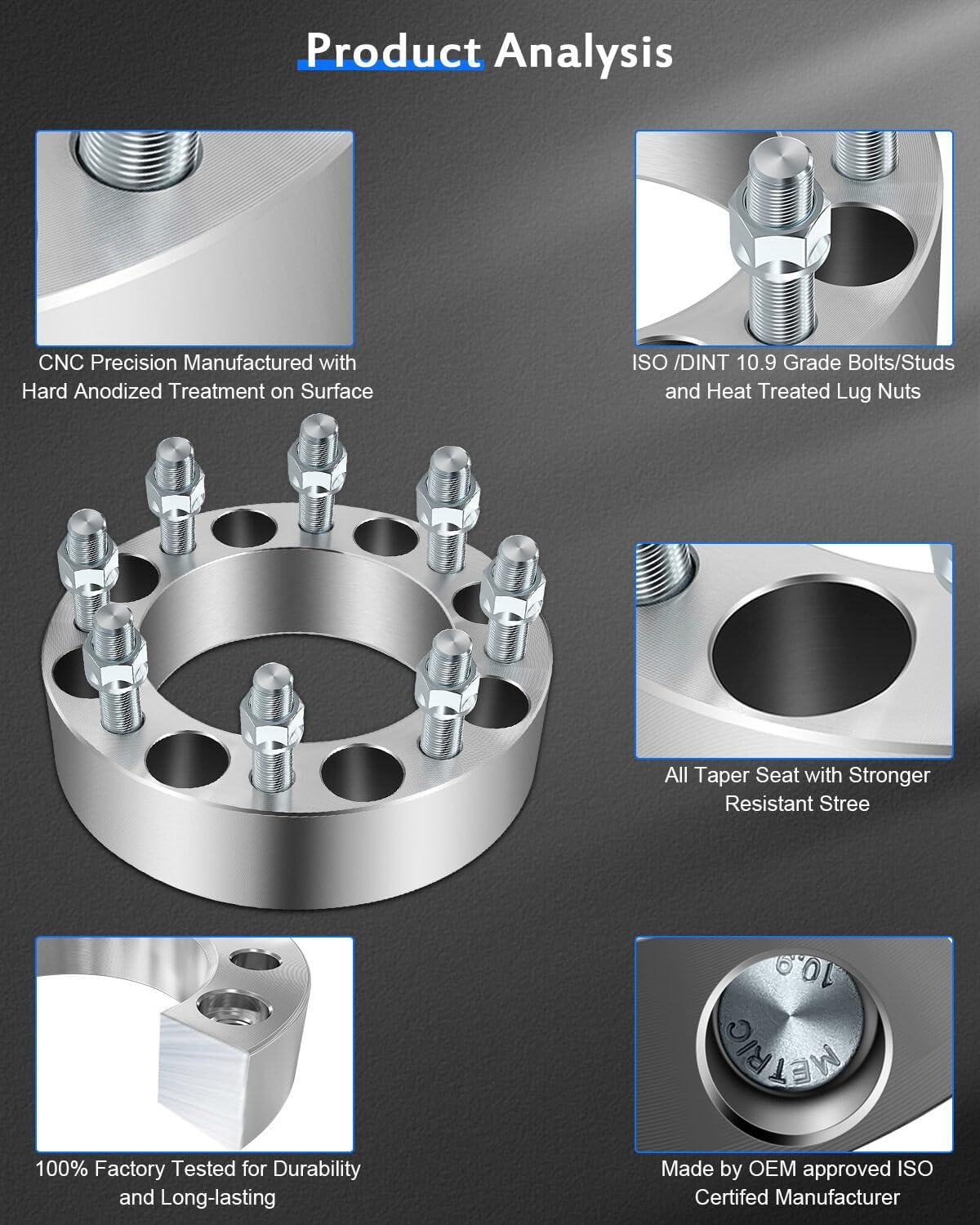 ECCPP 2PCS 2 inch 8 Lug Wheel Spacers 8x6.5 to 8x6.5 with 9/16 Thread 126.15mm for Dodge Ram 2500 3500 1994-2011 | for Ford F250 F350 1988-1998| for Ford E-250 Econoline 1978-2002