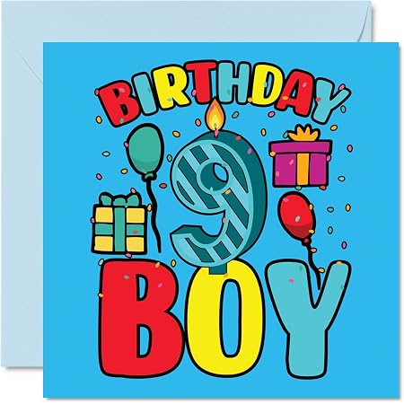 9th Birthday Card Boy - Birthday Boy - Happy Birthday Card 9 Year Old ...