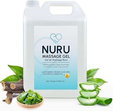 Nuru Massage Gel 1.32 gallons | Massage Oil Alternative | Organic Aloe Vera, Seaweed, Green Tea, Licorice & Vitamin B5 | Water Based | Paraben & Glycerin Free | Body-to-Body Formula