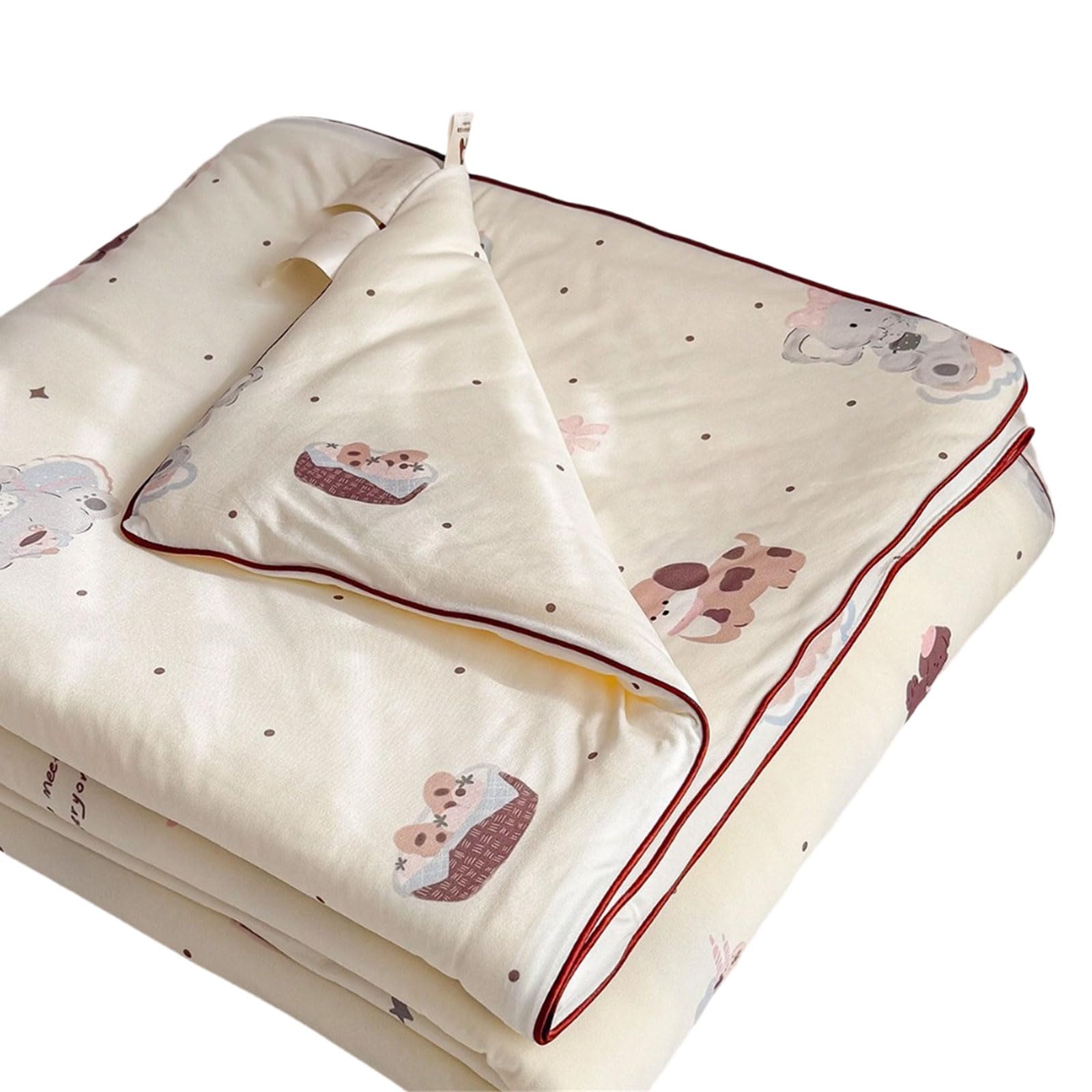 Tsophreniq Lightweight Soybean Cotton Blend Air Conditioning Quilt Season Thin Comforter Milk Knit Fabric for Hot Weather Multipurpose Bedding Stuff