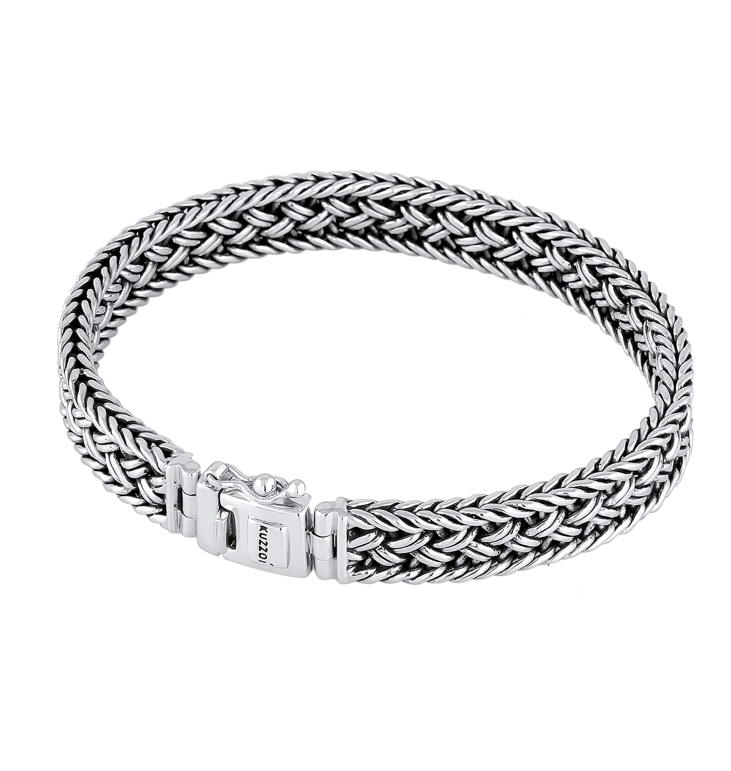 kuzzoi Buddha 0210480118 - Pulsera de plata de ley 925 maciza para hombre, 10 mm de ancho, 38 g