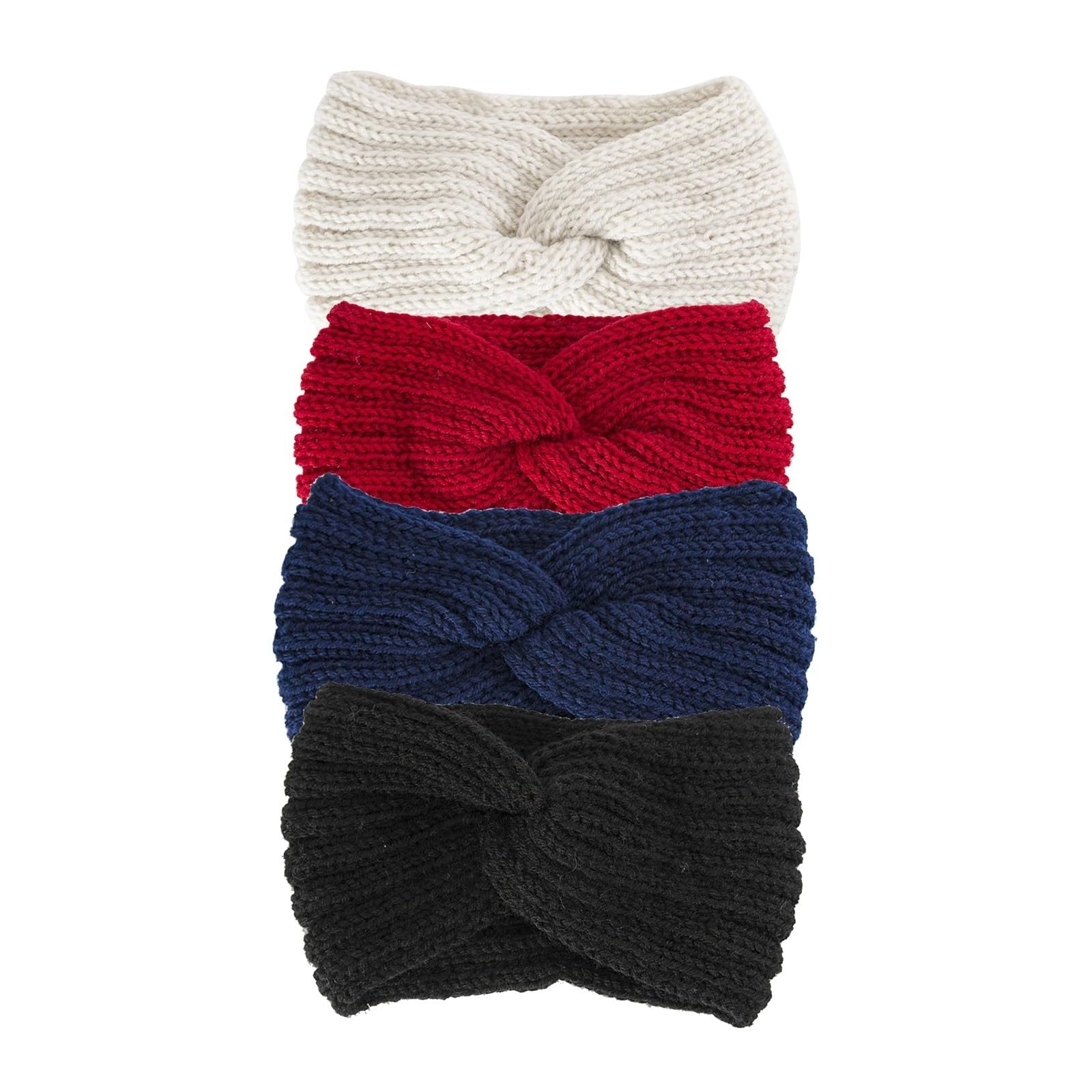 Winter Wool Knitted Headband – Elastic Geometric Hair Band for Women and Girls Hair Accessories(4pcs mix)