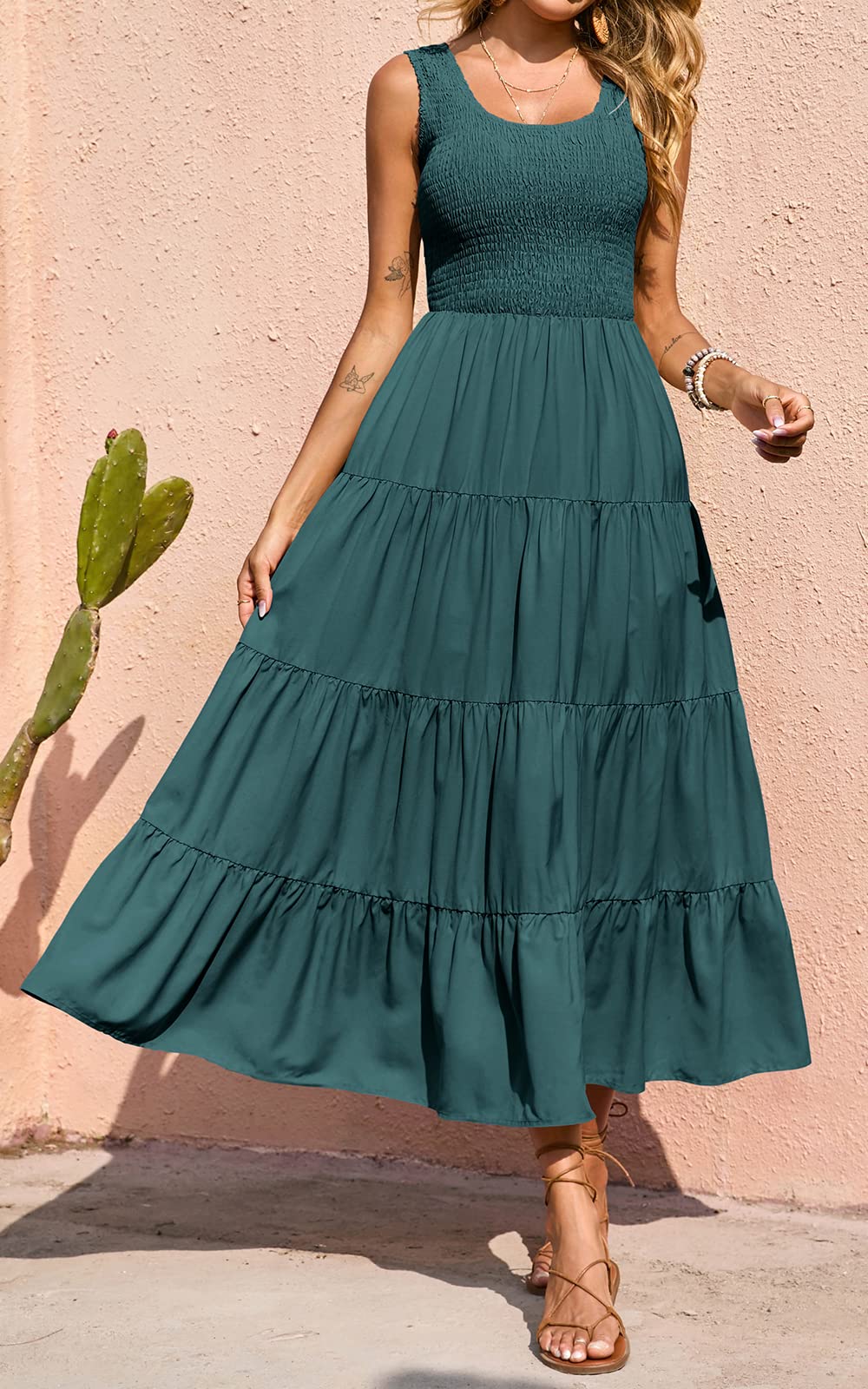PRETTYGARDEN Tank Summer Dresses for Women Maxi Dress Vestito Casual Donna (Pacco da 1)