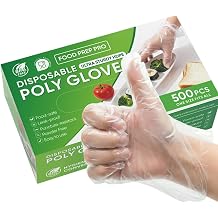 500 Count Disposable Food Service Gloves Plastic Gloves For Food Handling, Clear Poly Plastic Glove For Kitchen Serving Lightweight Disposable Kitchen Glove, One Size Fits Most