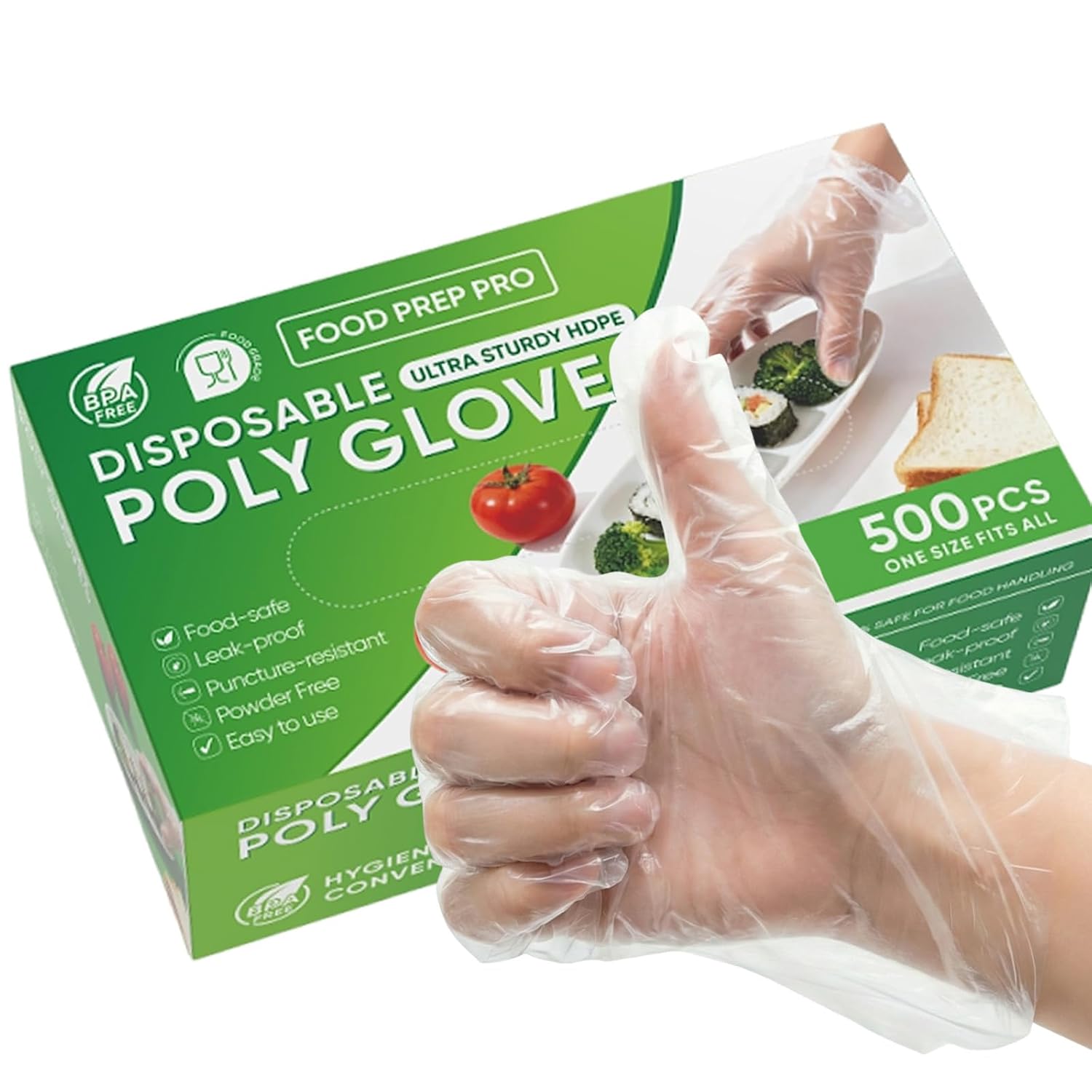 500 Count Disposable Food Service Gloves – Plastic Gloves For Food Handling, Clear Poly Plastic Glove For Kitchen Serving – Lightweight Disposable Kitchen Glove, One Size Fits Most