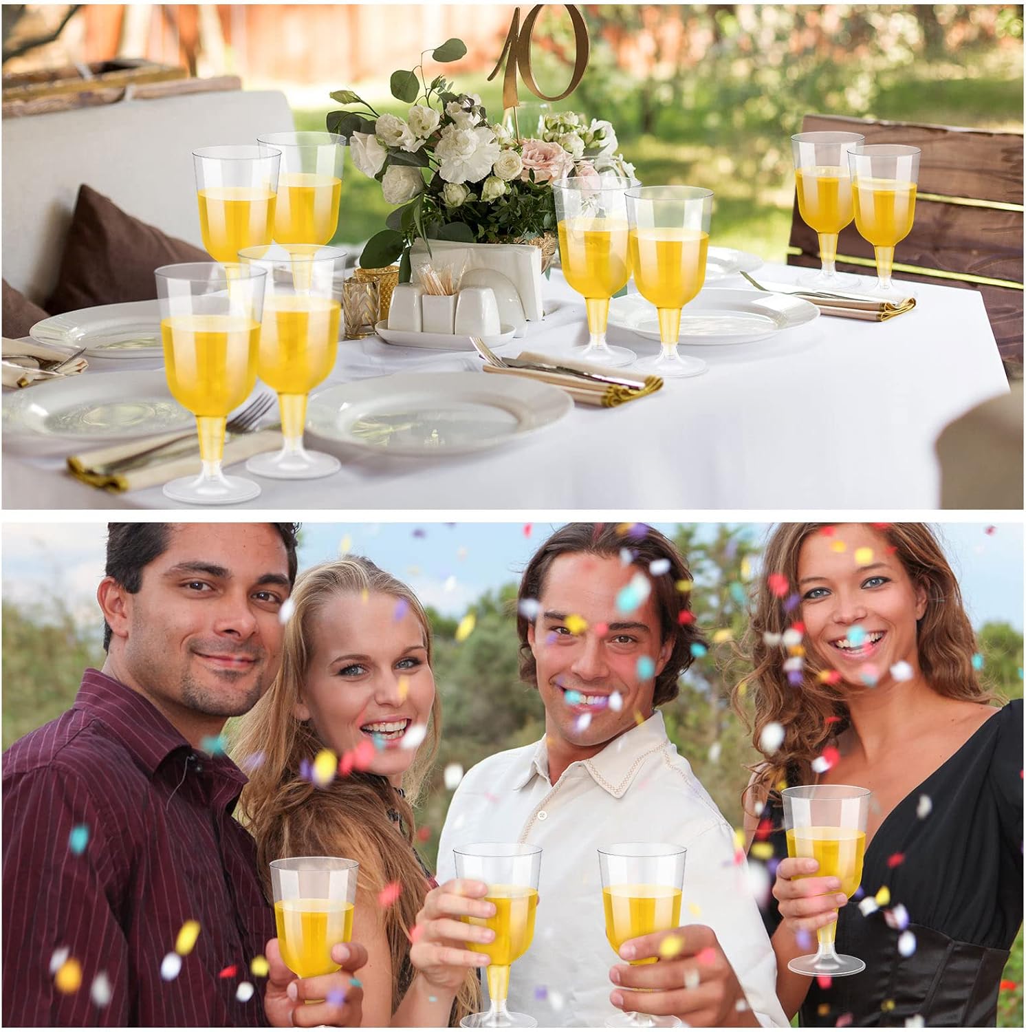 Meanplan 100 Pcs Plastic Wine Glasses with Stem 6oz Plastic Wine Cups for Parties Disposable Stackable, Wedding Picnics(Simple Style,Clear) - Image 6