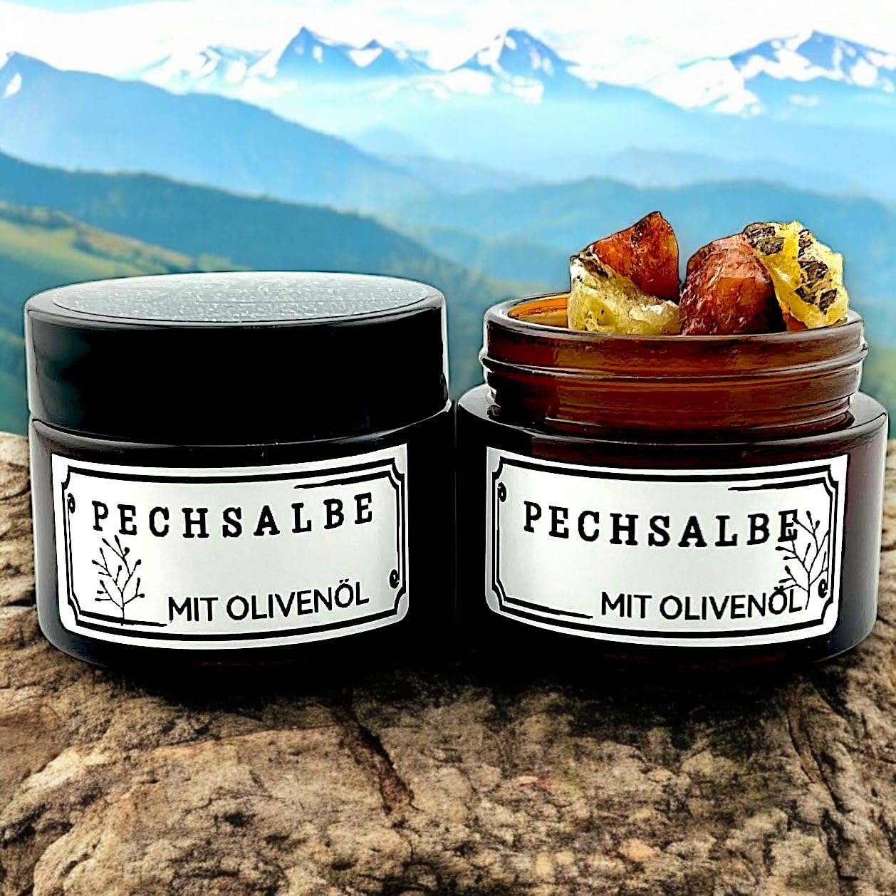 Bio PECHSALBE HARZSALBE | natürliches Fichten und Kiefern Baumharz | aus Österreichs Wäldern | reines Naturprodukt | ohne Konservierungsstoffe | traditionelles Rezept (Olivenöl, 50ml)