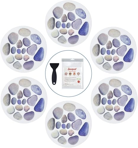 Secopad Calcomanías antideslizantes para bañera, 10 unidades de adhesivos grandes de adoquines antideslizantes para ducha y bañera con raspador de