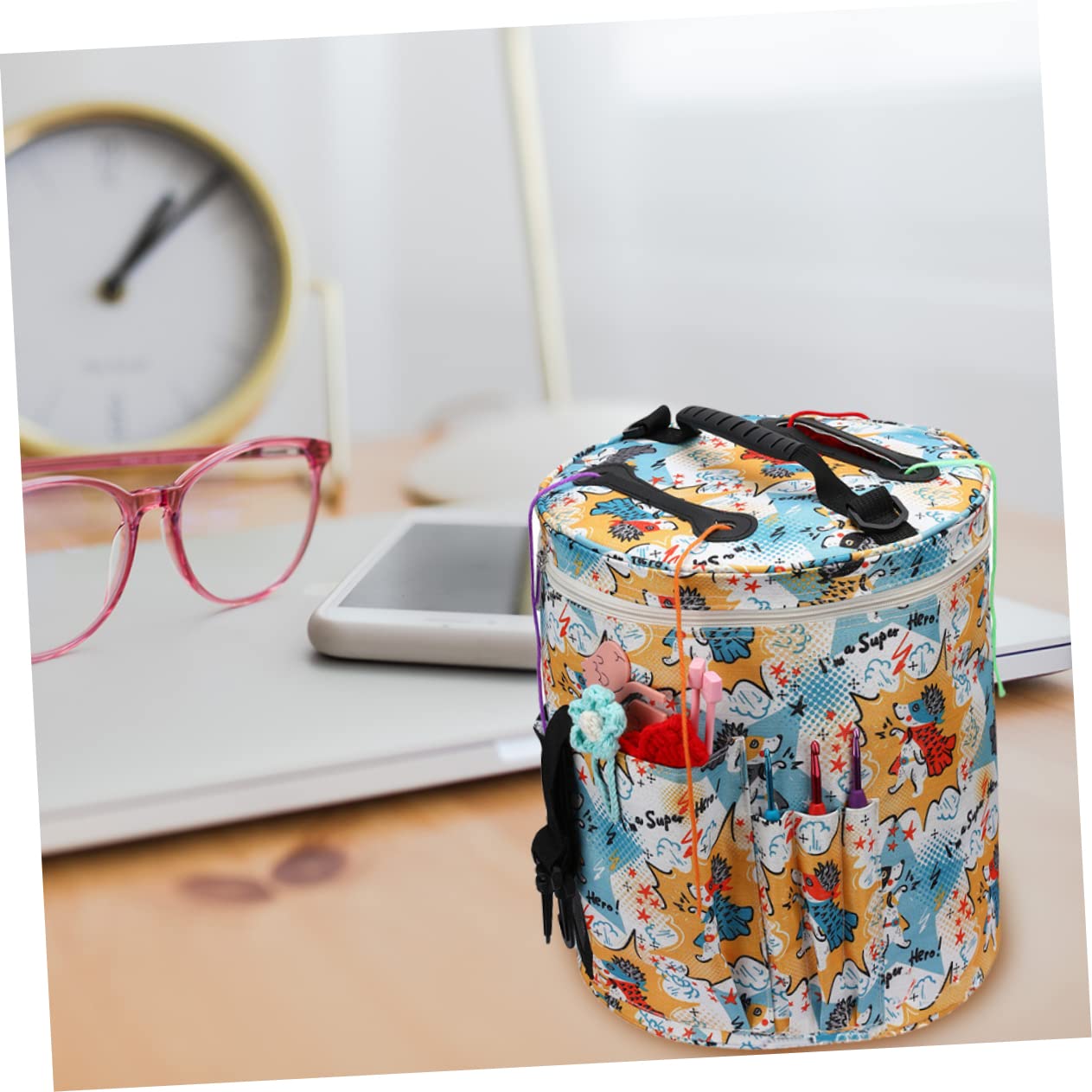 Bolsa de Almacenamiento para Ovillos de Hilo de Tejer, 600d | Oxford de Gran Capacidad, Diseño Compacto Asa, Compartimentos Múltiples para Viajes y Actividades al Aire Libre