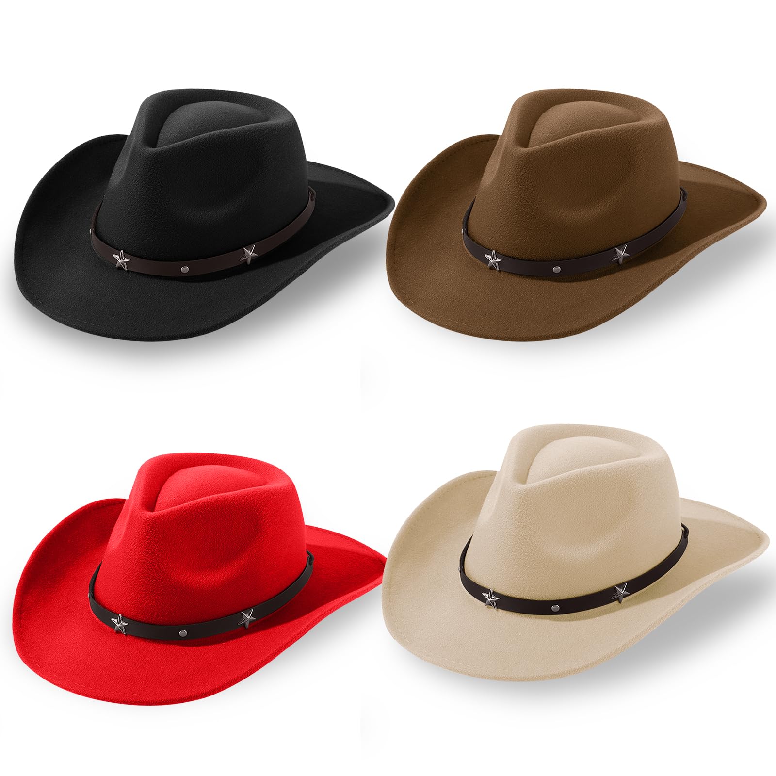 Mumufy 4 Pcs Western Cowboy Hat