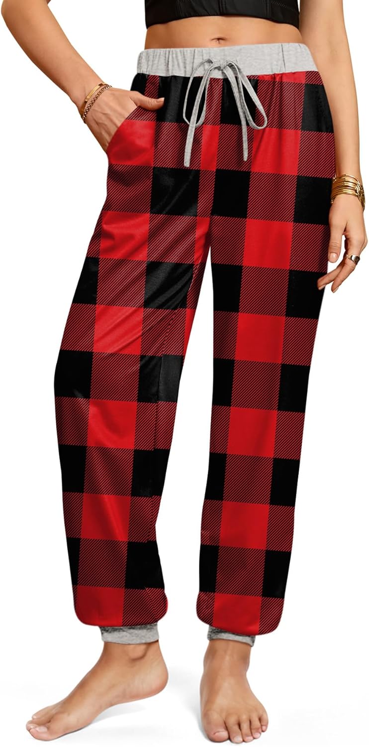 For G and PL Womens Christmas with Drawstring Funny 3D Print Pajama Reindeer Lightweight with Pocket Joggers S