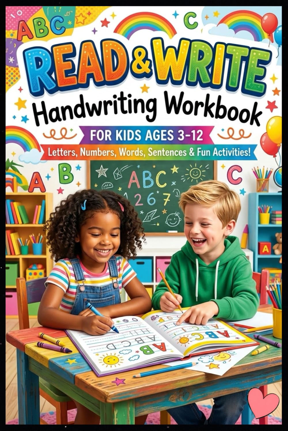 Read & Write Handwriting Workbook for Kids Tracing Letters, Words & Sentences | Learn to Read, Write & Improve Penmanship | Practice Book for Preschool, Kindergarten & Early Learners Ages 3–12