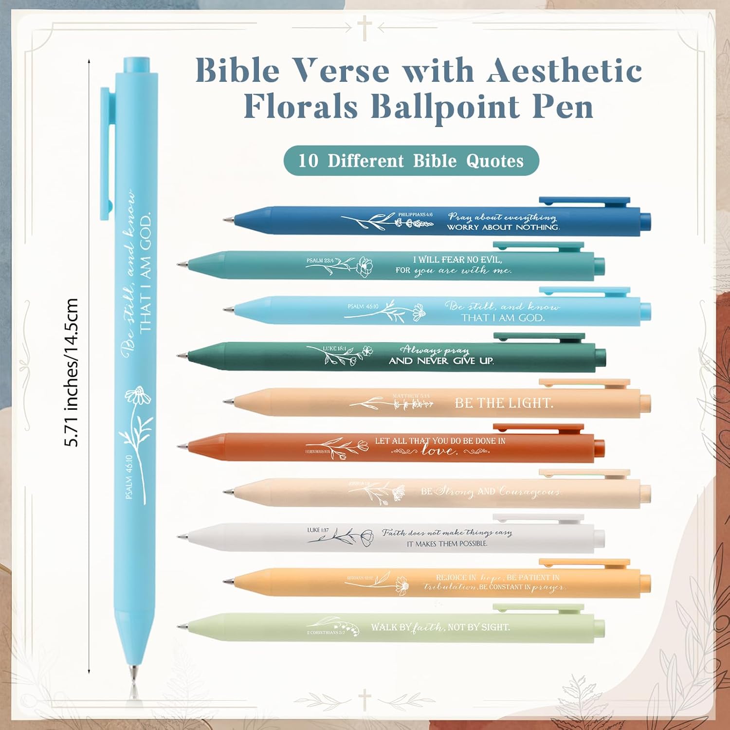 Sayglossy 100 Pcs Scripture Ballpoint Pens Christian Gifts Bulk Party Favors for Church Office Sunday School Bible Study Supplies Birthday Religious Inspirational First Communion (Morandi)