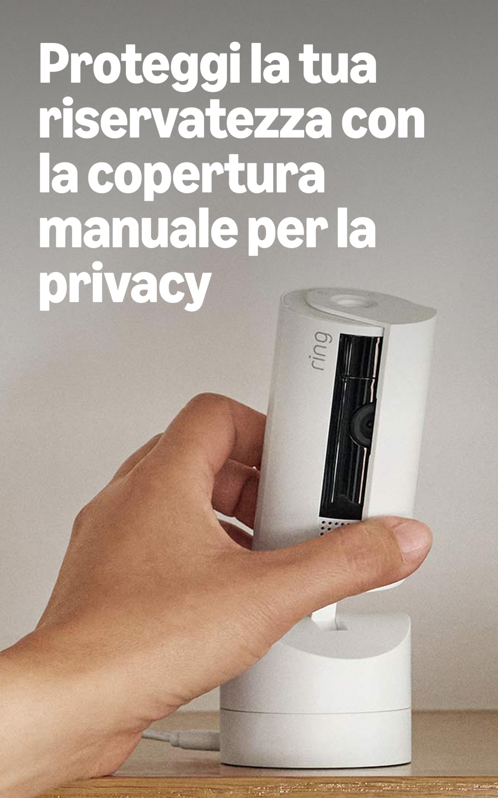 Videocamera interna inclinabile Ring (Pan-Tilt Indoor Camera) | Videocamera di sicurezza plug-in | Panoramica 360°, inclinazione 169° | Ring Protect: 30 gg. prova gratuita