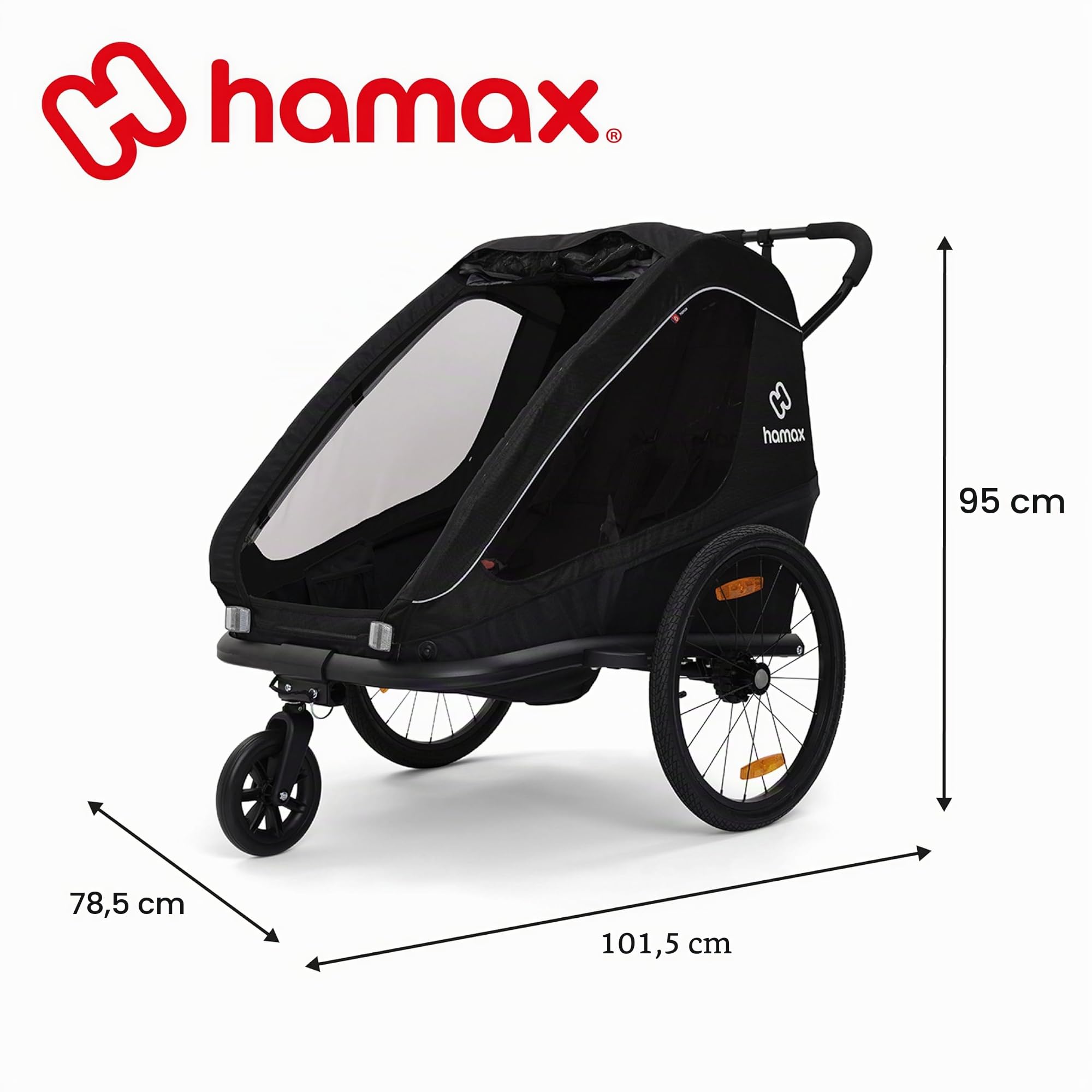 Hamax Traveller Double Kinderanhänger Fahrradanhänger 2-sitzer schwarz HAM400058