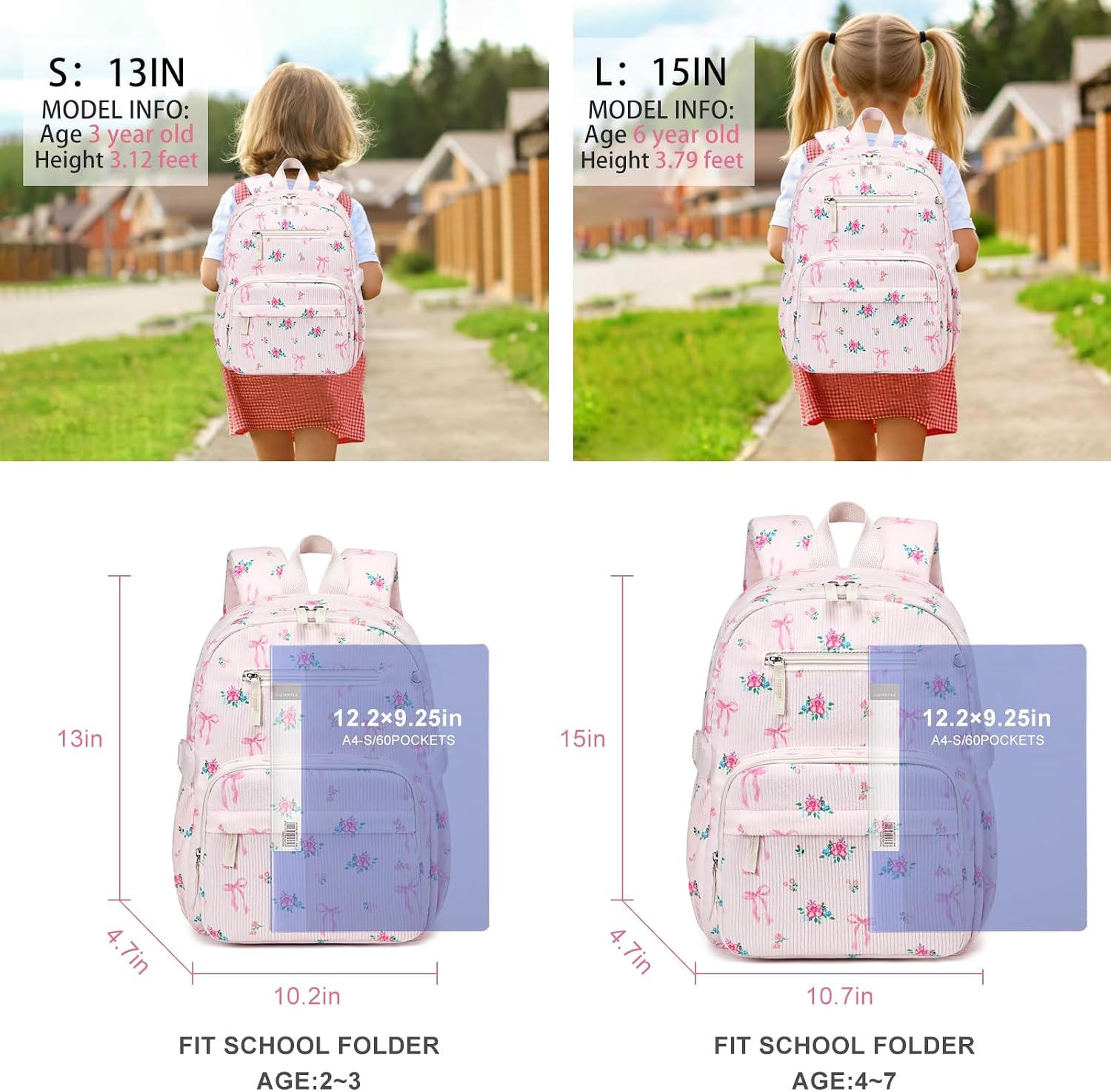 Corduroy Toddler Mini Backpack for Kids 2-3 Ages image 3