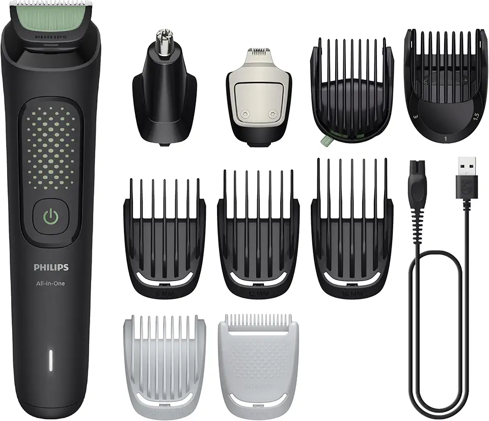 Philips Multigroom Aparador de Pelos 13 em 1 - Barbeador elétrico e Aparador para Rosto, Cabeça e Corpo, Lâminas Autoafiáveis e Amigáveis à Pele, 13 Configurações de Comprimento, Modelo MG3941/15