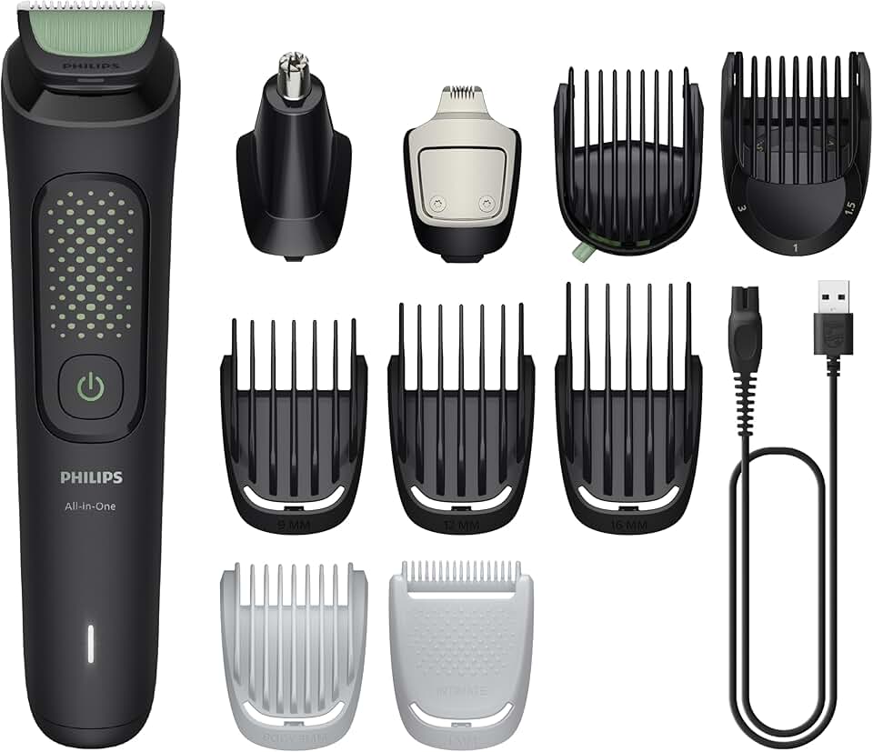 Philips Multigroom Aparador de Pelos 13 em 1 - Barbeador elétrico e Aparador para Rosto, Cabeça e Corpo, Lâminas Autoafiáveis e Amigáveis à Pele, 13 Configurações de Comprimento, Modelo MG3941/15