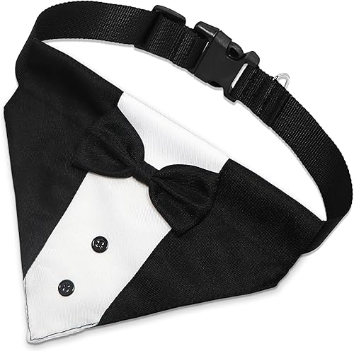 Miniatura 2 de Traje de esmoquin para perro, collar bandana de boda con corbatín, disfraz formal de esmoquin ajustable para perro, esmoquin de cumpleaños de