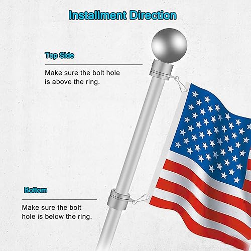 Miniatura 6 de Anillos de asta de bandera, anillos de aleación de aluminio, anillo de montaje antienvoltura giratorio de 360, clips giratorios con mosquetón para