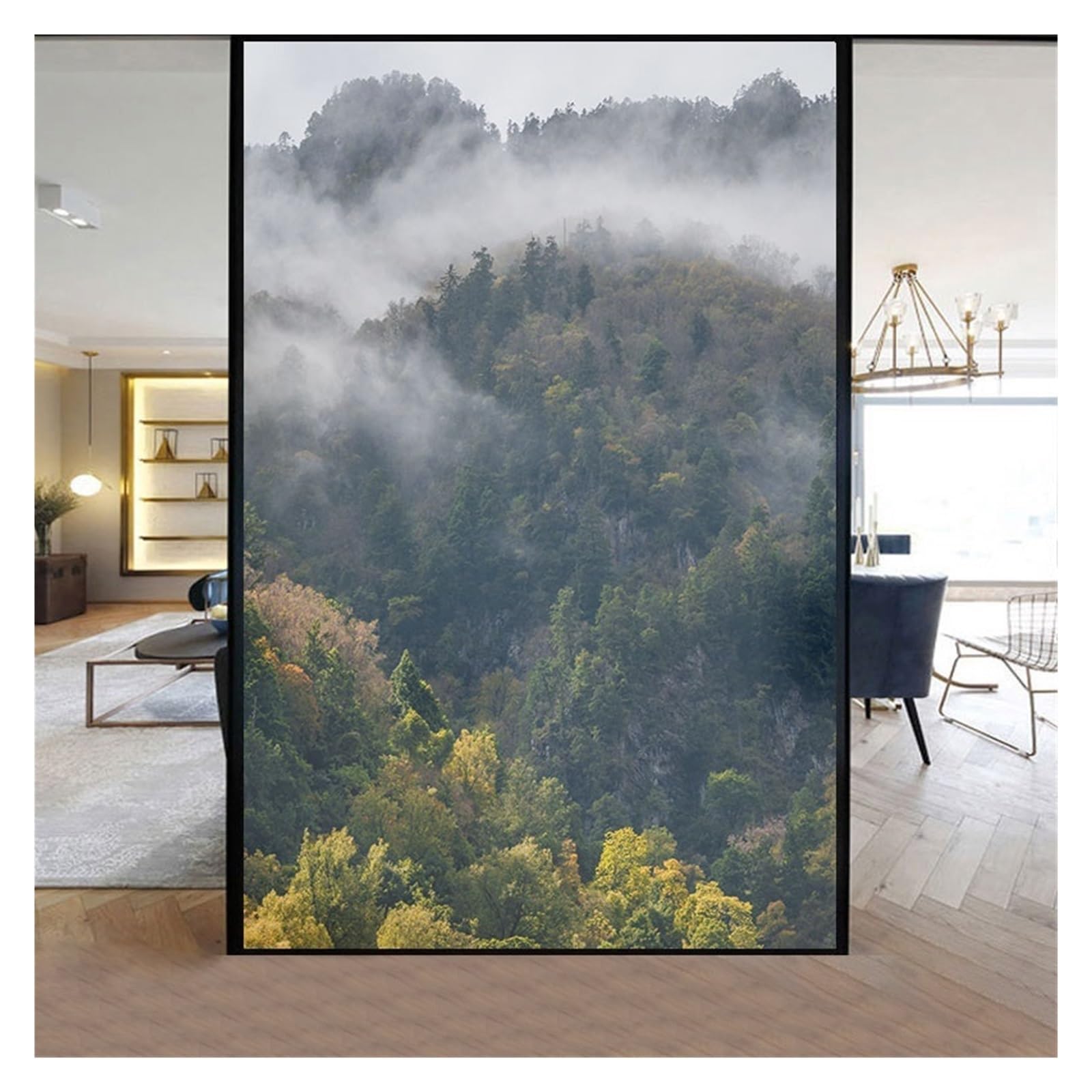 Forest Window Film Simple Landscape Stained Blackout Bathroom Door Glass Sunscreen Static Cling Frosted for Bathroom,Windows(Color4,40x110 cm)