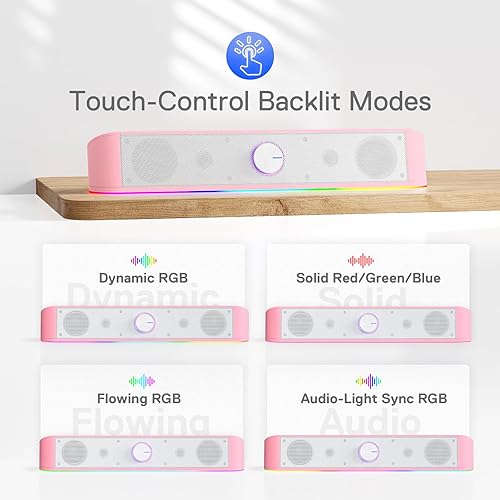 Miniatura 4 de Redragon GS560 RGB Barra de sonido de escritorio, altavoz de computadora de 2.0 canales con sincronización dinámica RGB de audioluz con pantalla con