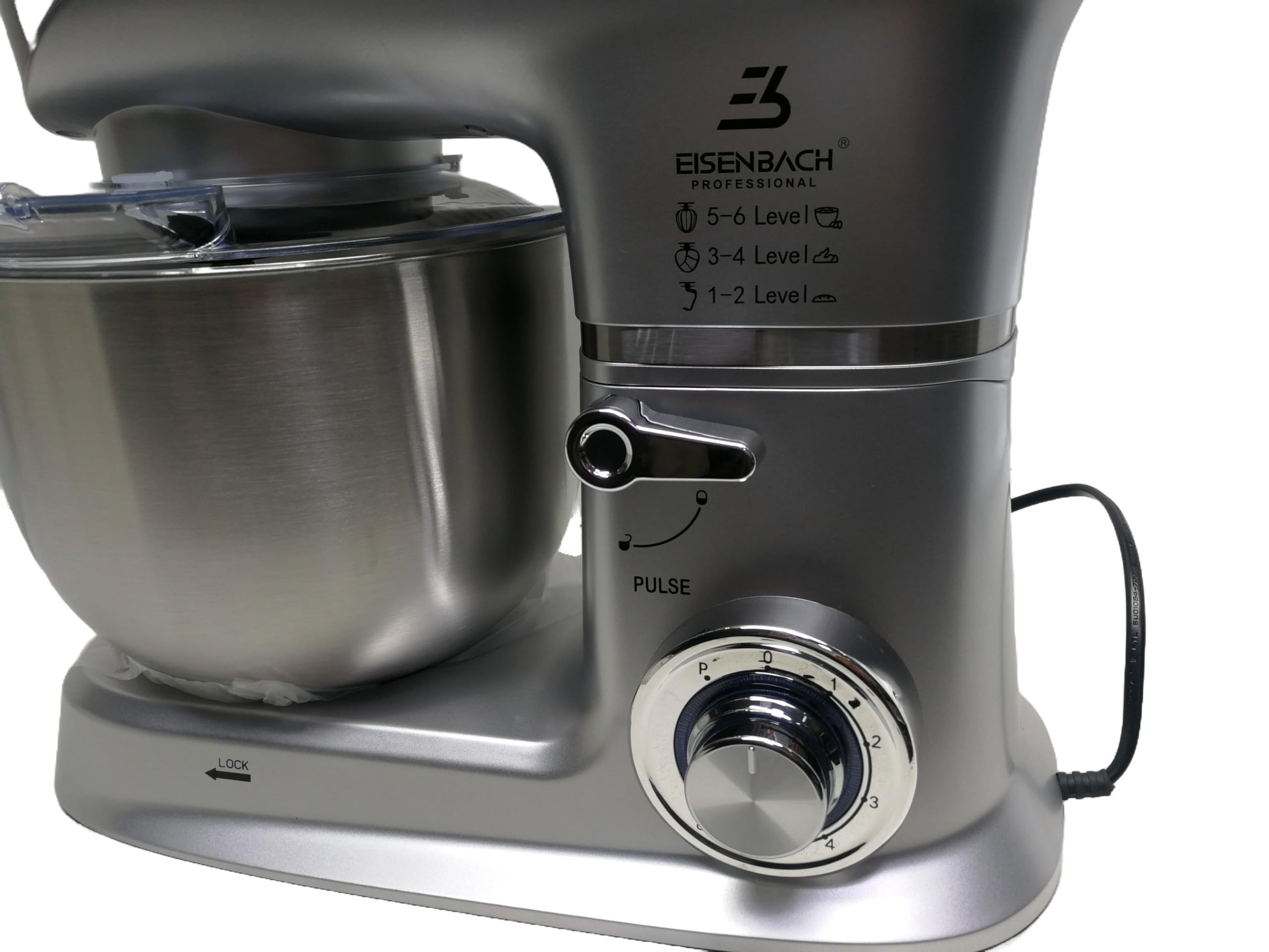 Potenza 2000W | Capacità 6.5L | 8 Velocità + Funzione Impasto | Robot da Cucina in Acciaio Inossidabile Argento/Metallico