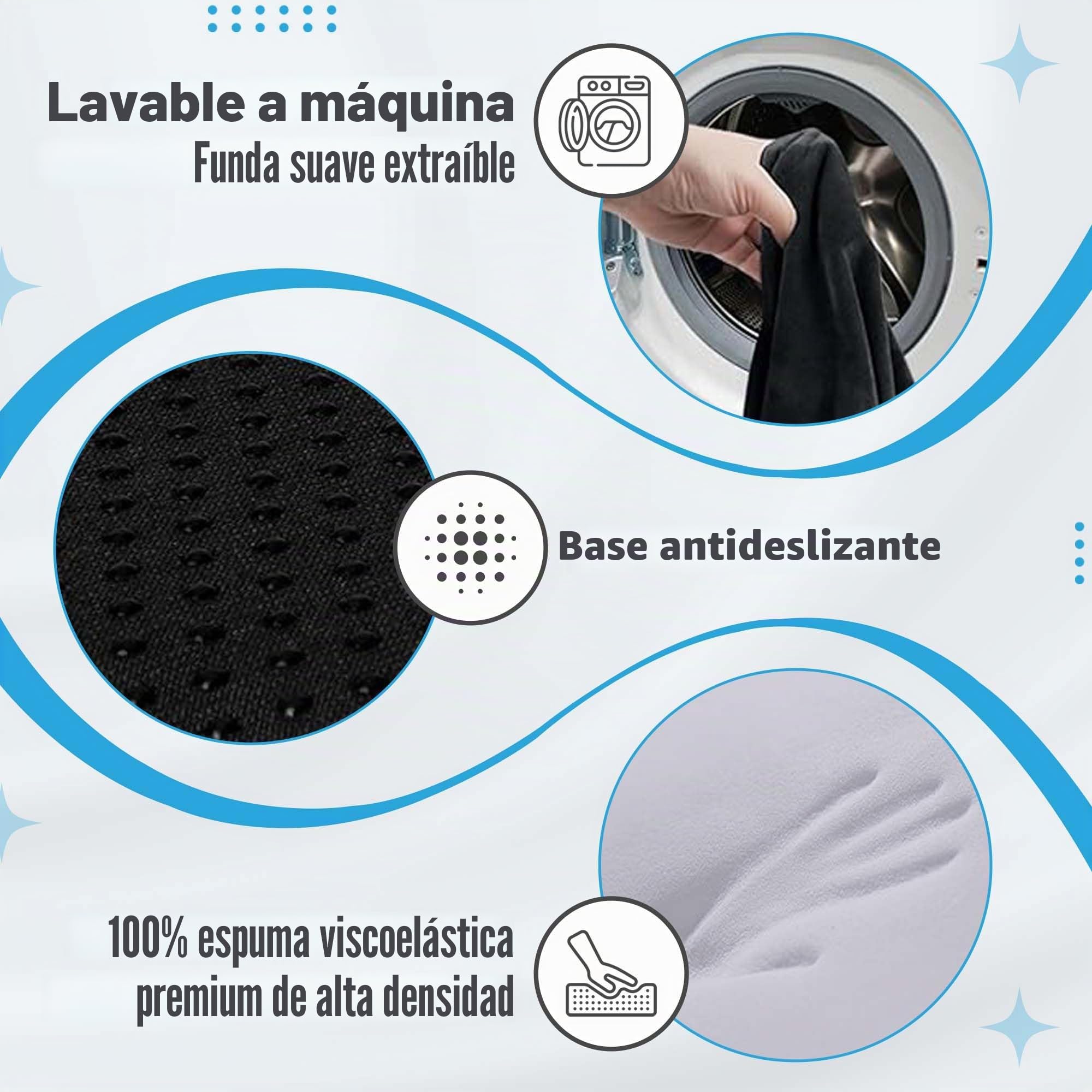 Cojín grande de espuma viscoelástica para asiento de apoyo lumbar para ciática y coxis, alivio de la presión, almohadilla para silla de oficina, coche, silla de ruedas, hogar, oficina