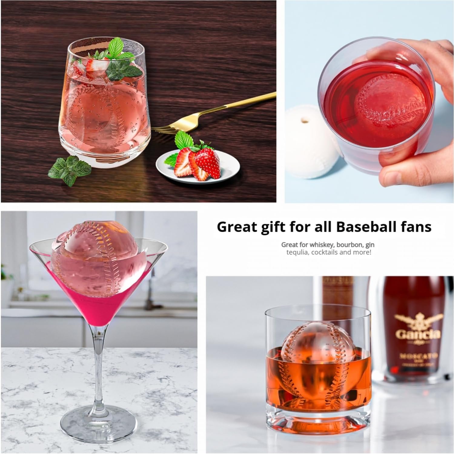 6-Cavity Large Baseball Ice Cube Tray with Bottle Opener for Baseball Fans