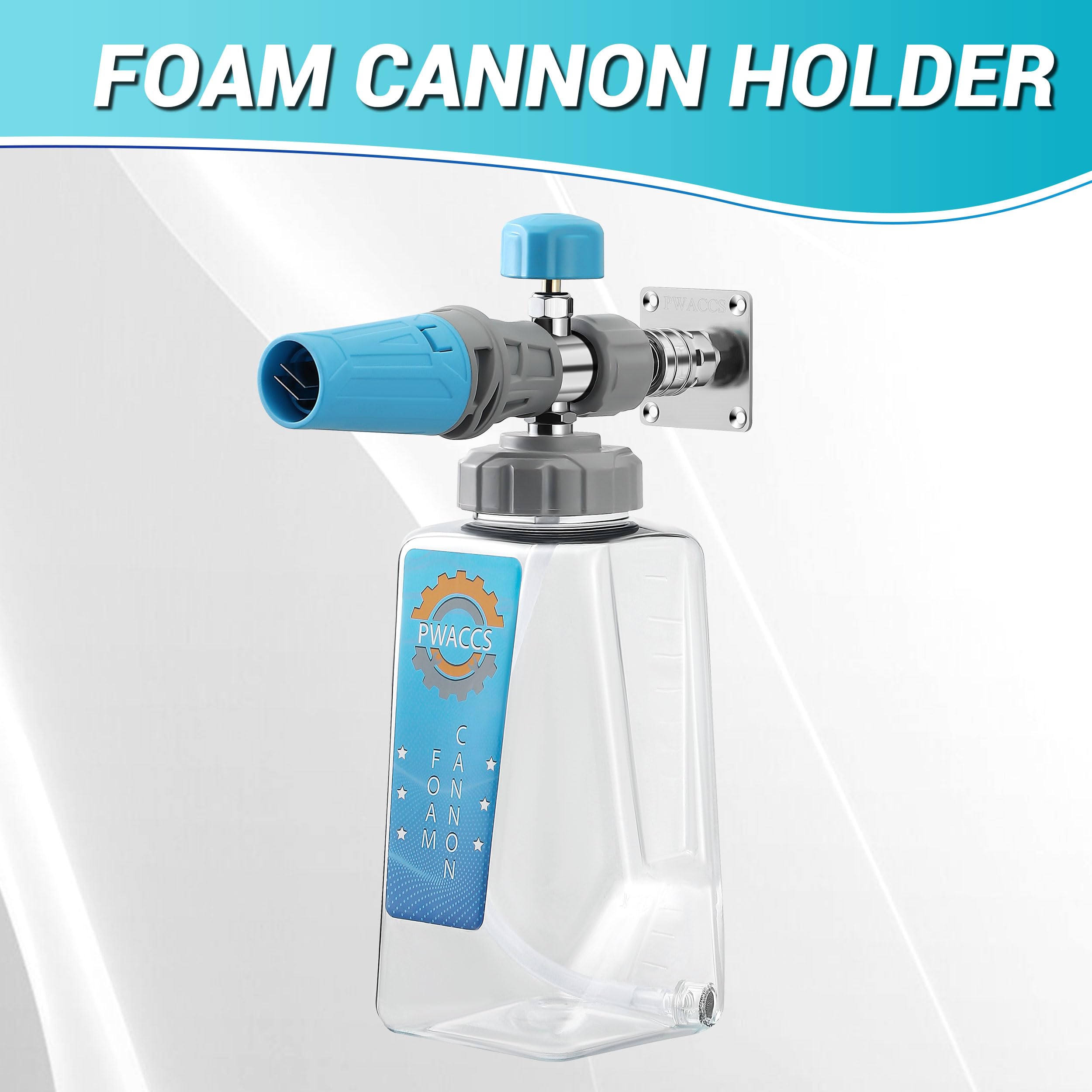 PWACCS Soporte de cañón de espuma para lavadora a presión, montaje automático de cañón de espuma de conexión rápida de 1/4 pulgadas, soporte de punta de boquilla de lavadora a presión de acero