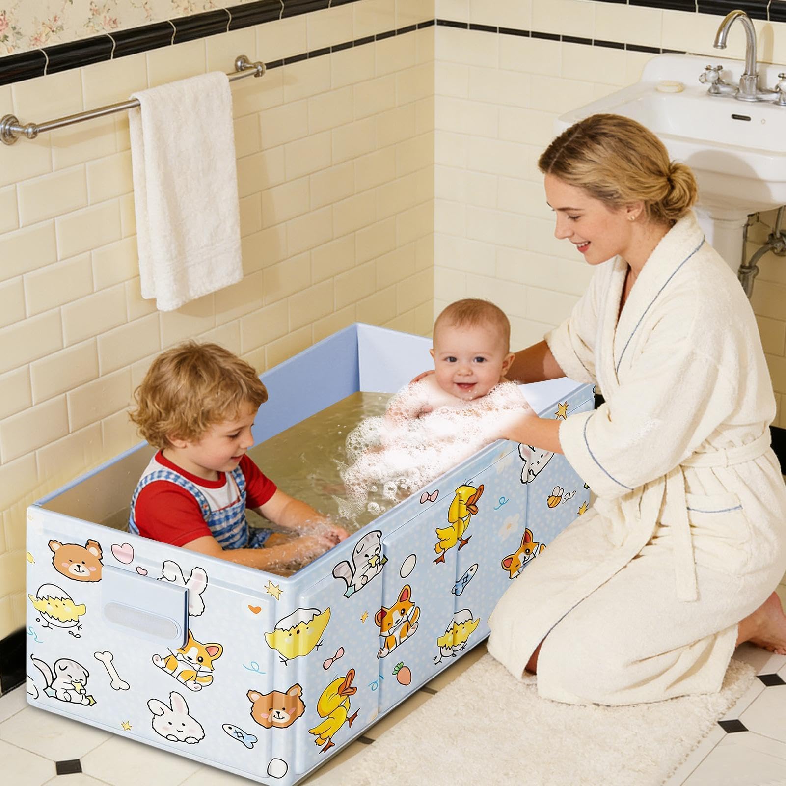 Faltbar für | mit faltbarem Ablaufstopfen, wasserdicht | Dusche für Babys, Badezimmer, Outdoor, Indoor, Jungen, Mädchen, Wohnmobil,