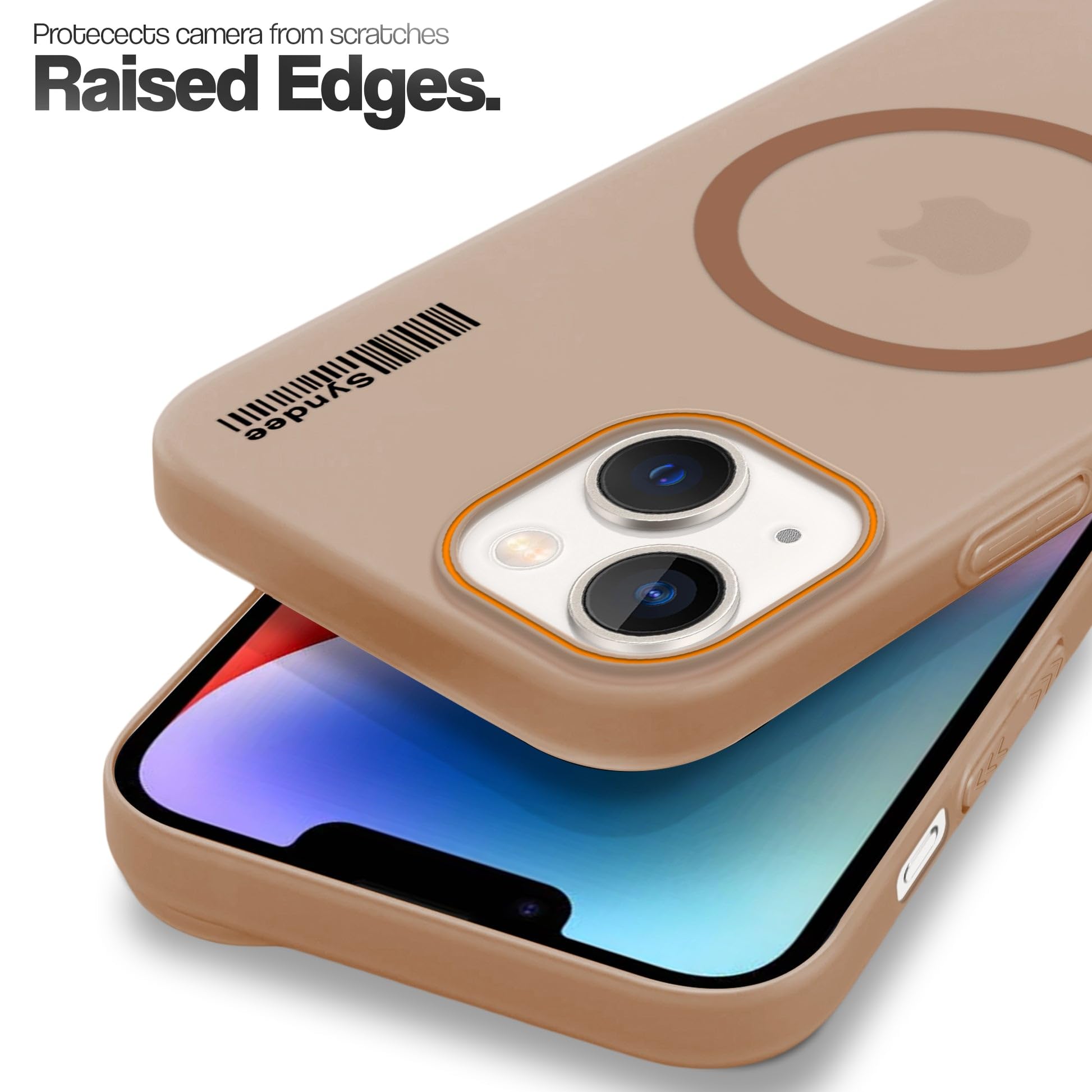 DL3 Mobilak Case Back Cover for iPhone 13 / iPhone 14, Sleek Frosted Translucent Back Only Compatible with Wireless Magnetic Accessories | Anti-Scratch Shockproof Phone Case (Brown)