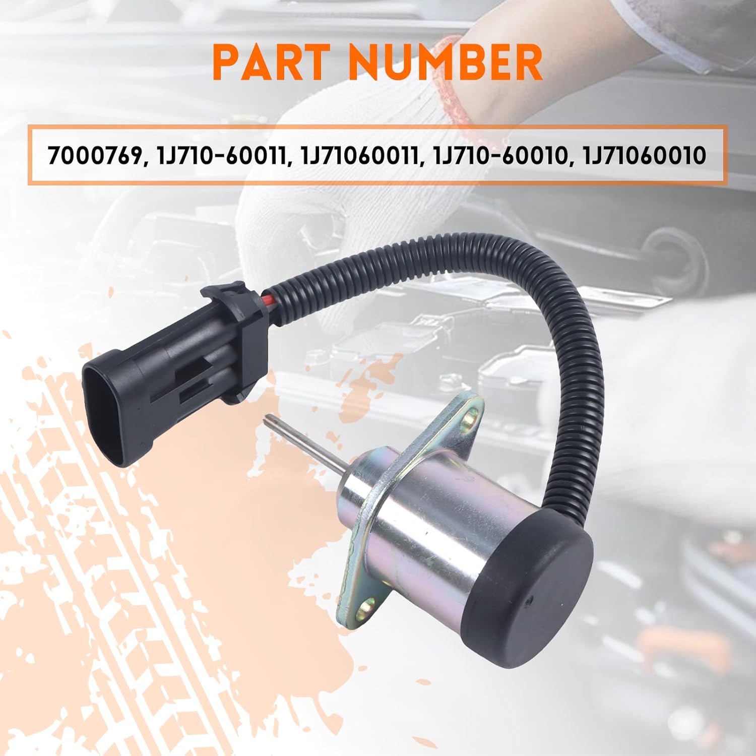 Fuel Shut Off Solenoid 7000769 1J710-60011 1J710-60010 For Kubota Engine V2607 For Bobcat Skid Steer Loader S160, S185, S205, S450, S510, S530, S550, S570, S590, S630, S650