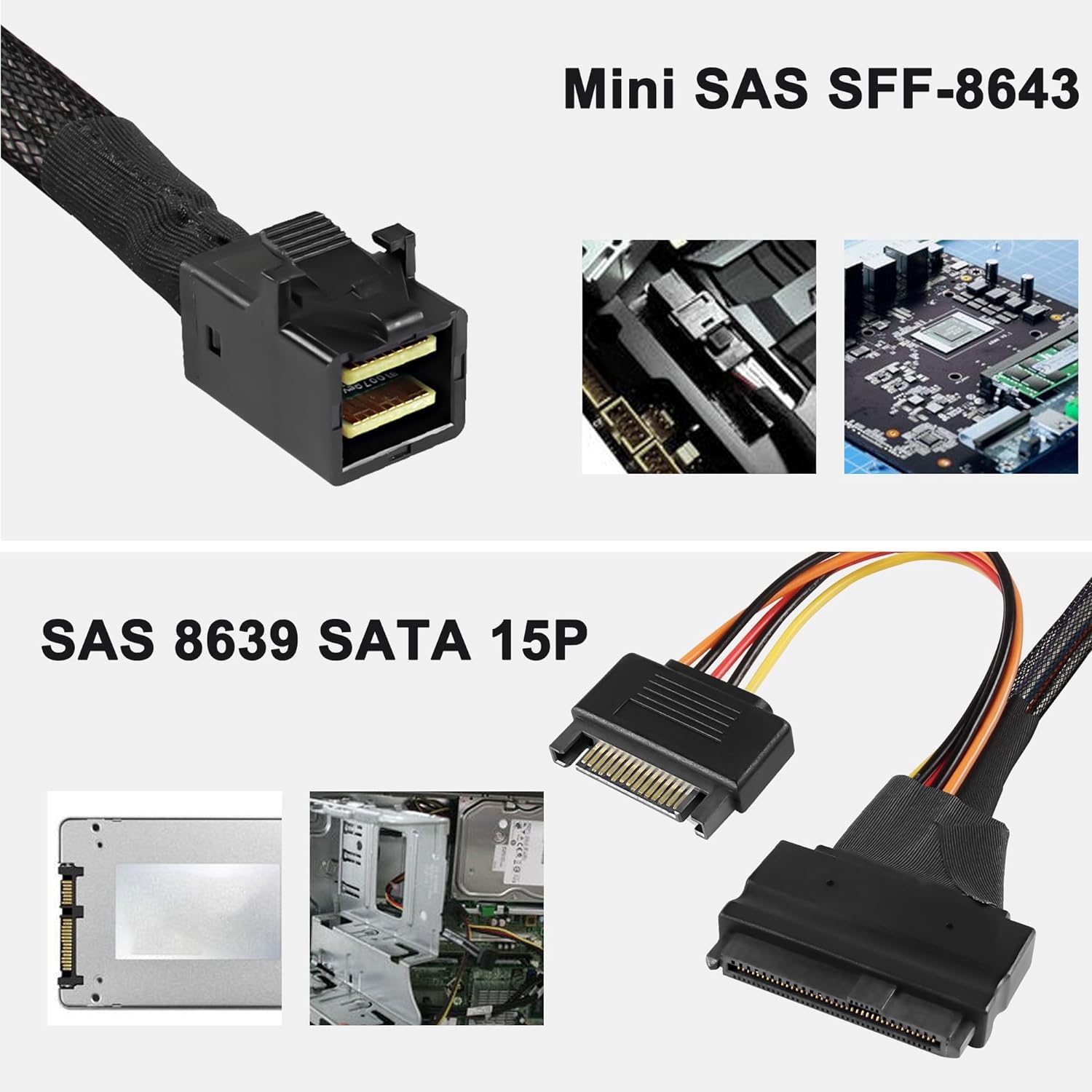 10Gtek [2 Stück Mini SAS SFF-8643 zu SFF-8087 Kabel, Internal SAS HD to 10Gtek [2 Stück Mini SAS SFF-8643 zu SFF-8087 Kabel, Internal SAS HD to