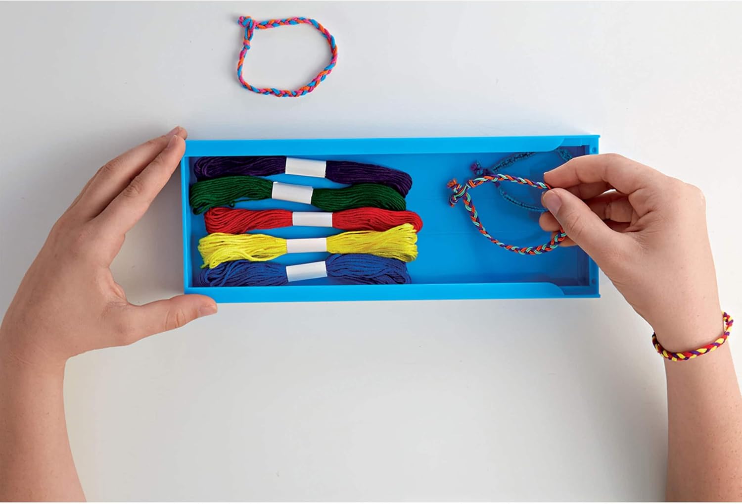 Creatology Braiding Board – 3.98" x 10.12" Blue Plastic Board with Notches, Storage & Suction Cups for Friendship Bracelets & Crafts, 12 Pack