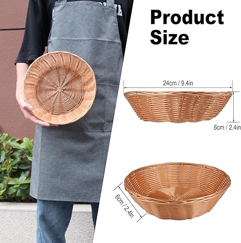 Miniatura 9 de Paquete de 12 cestas ovaladas de mimbre de polietileno, cestas de pan de mimbre de polietileno de 11 x 8 x 3 pulgadas, cestas de regalo de gran