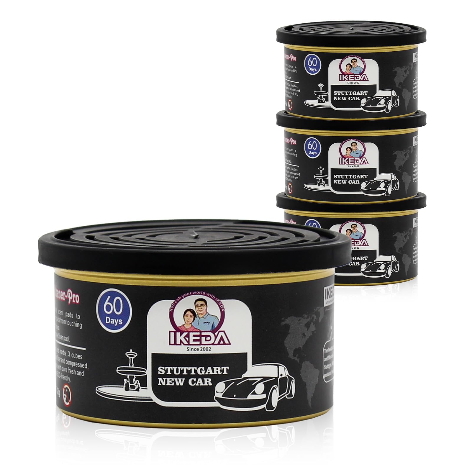 Ikeda Autoduft | Auto Duft Innenraum | Car Scents | Lufterfrischer Auto | Autoduft Dose | Geschenke FüR Frauen MäNner | Innenraum Deko Duftspender im Taxi, Büro, Auto & Zuhause,4er Pack,New Car