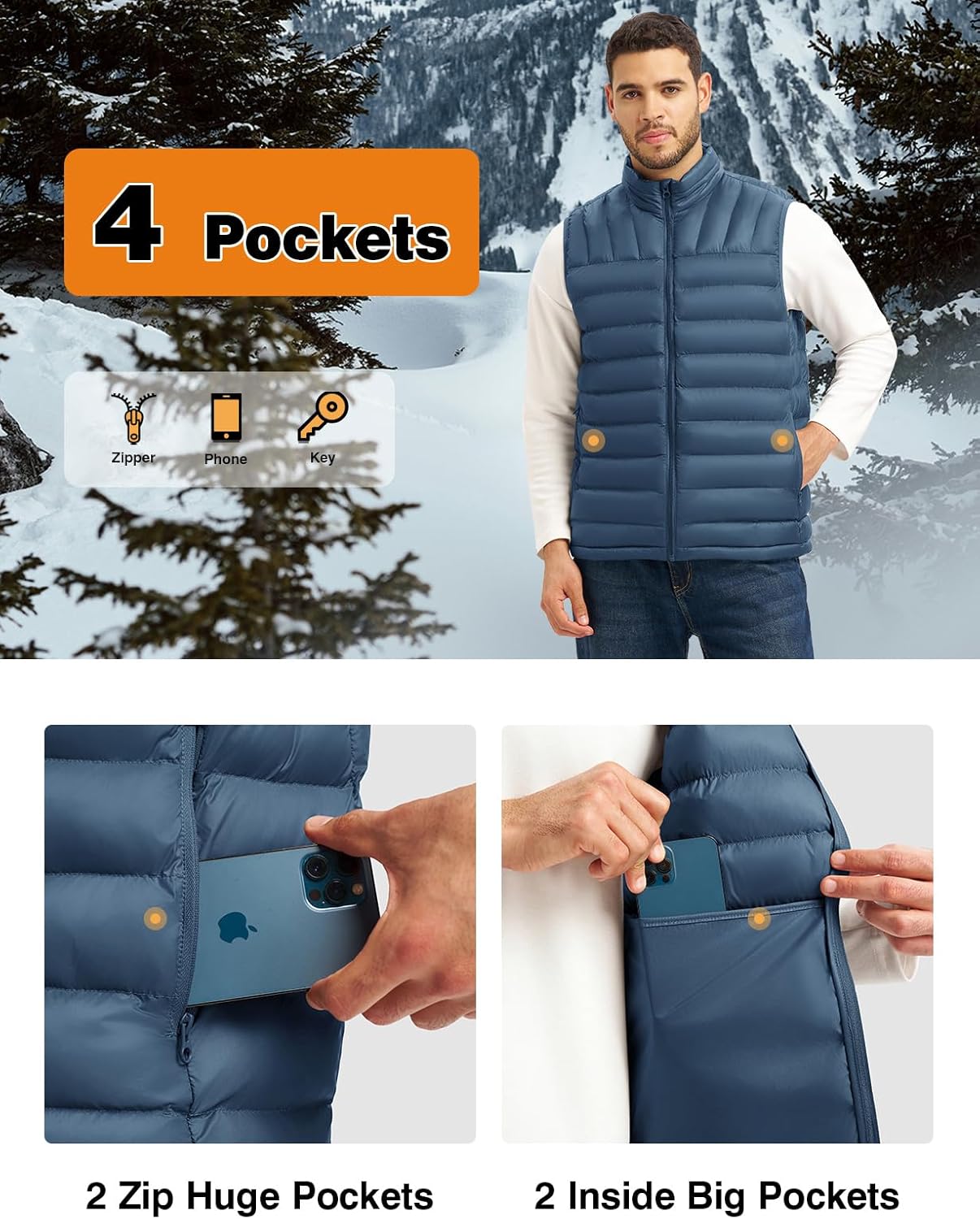 TBMPOY Men's Lightweight Packable Puffer Vest Sleeveless Puffy Outerwear Water-Resistant Bubble Jackets Work Casual Golf - Image 6