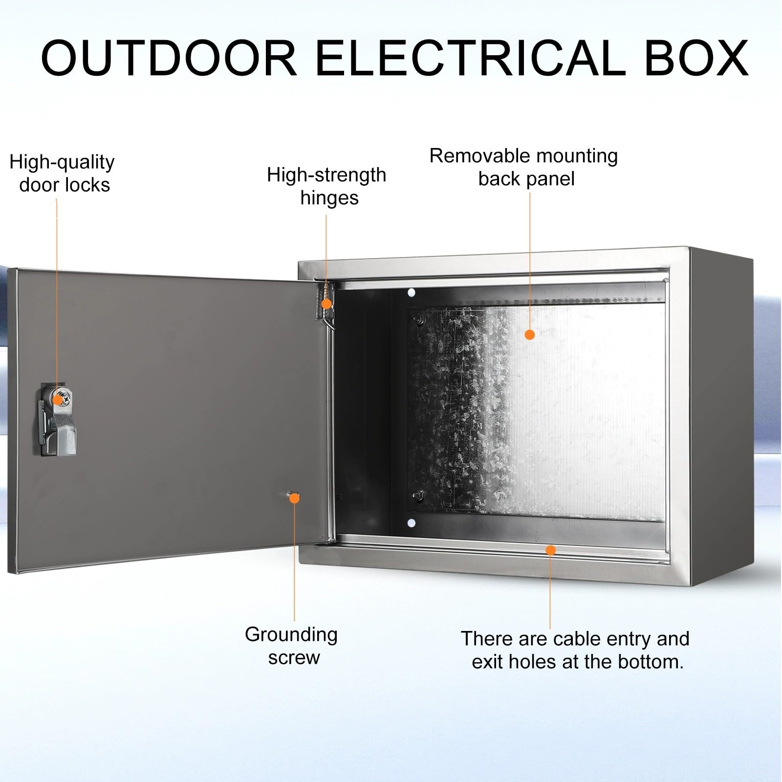Armario de Distribución para Pared de Acero Inoxidable 304, Caja Distribucion Electrica Impermeable IP65, para Interiores y Exteriores, para Proyectos de Iluminación WiFi(40x30x20cm)