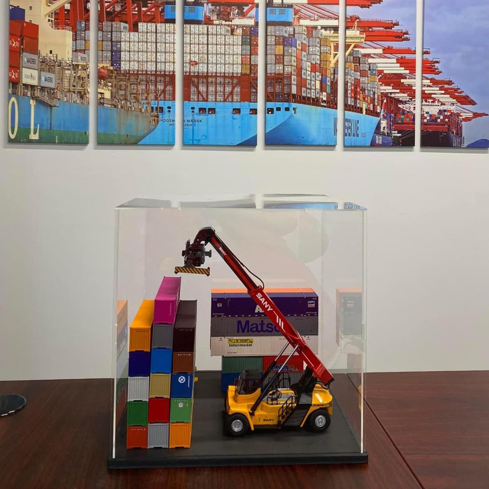 Clear Acrylic Display Case Stand Box with Wood Base for Toys Figures, Transparent Storage Dustproof Protection Organizer for Lego Models Collectibles, Black(20x15x20cm) 1