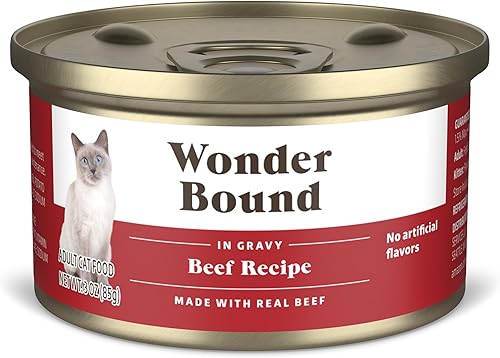 Marca Tienda Wonder Bound Alimento húmedo para gatos, salsa, latas de 3 onzas, paquete de 24 (carne de res)