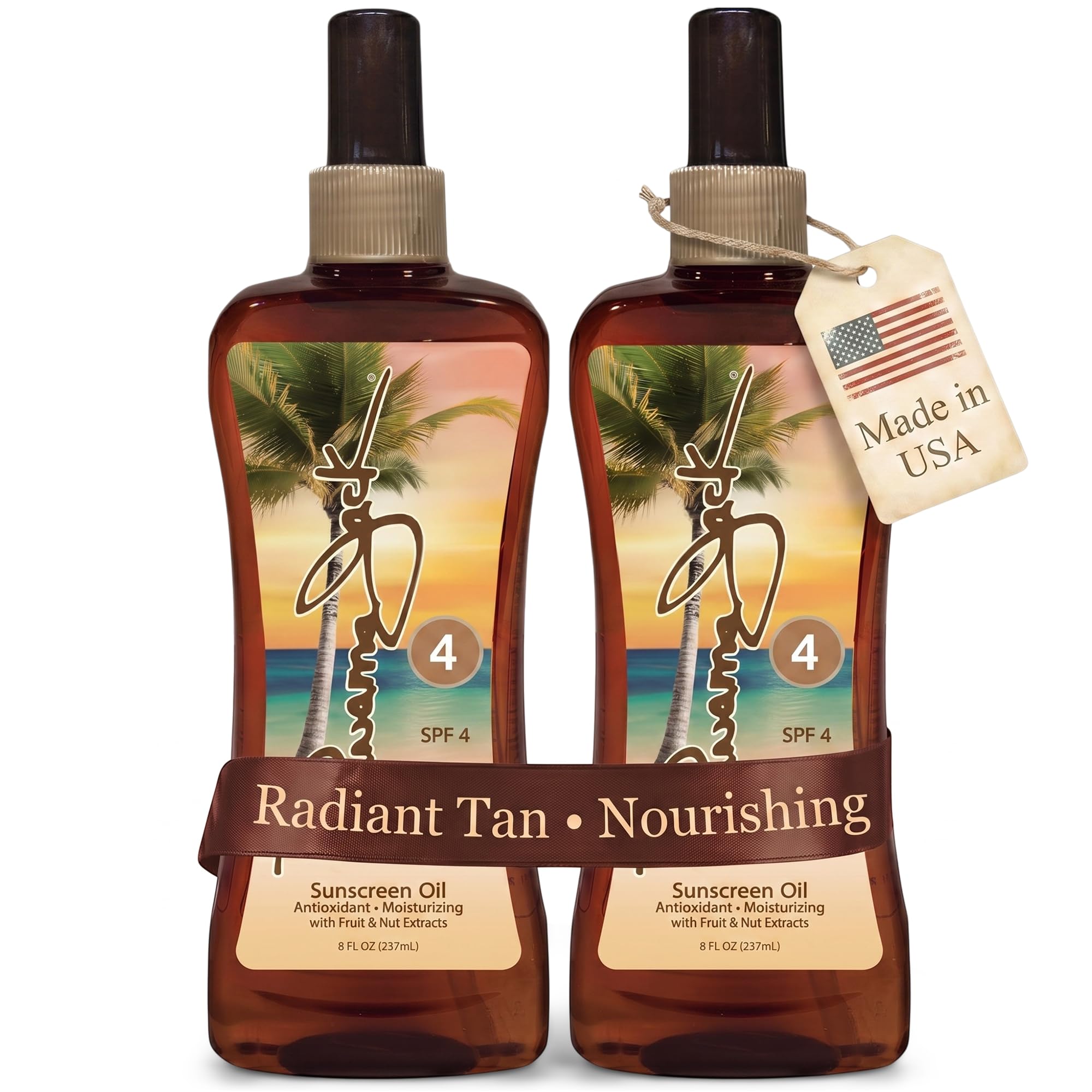 Panama Jack Sunscreen Tanning Oil - SPF 4, PABA, Paraben, Gluten & Cruelty Free, Antioxidant Formula with Exotic Oils and Fruit & Nut Extracts, 8 FL OZ (Pack of 2)