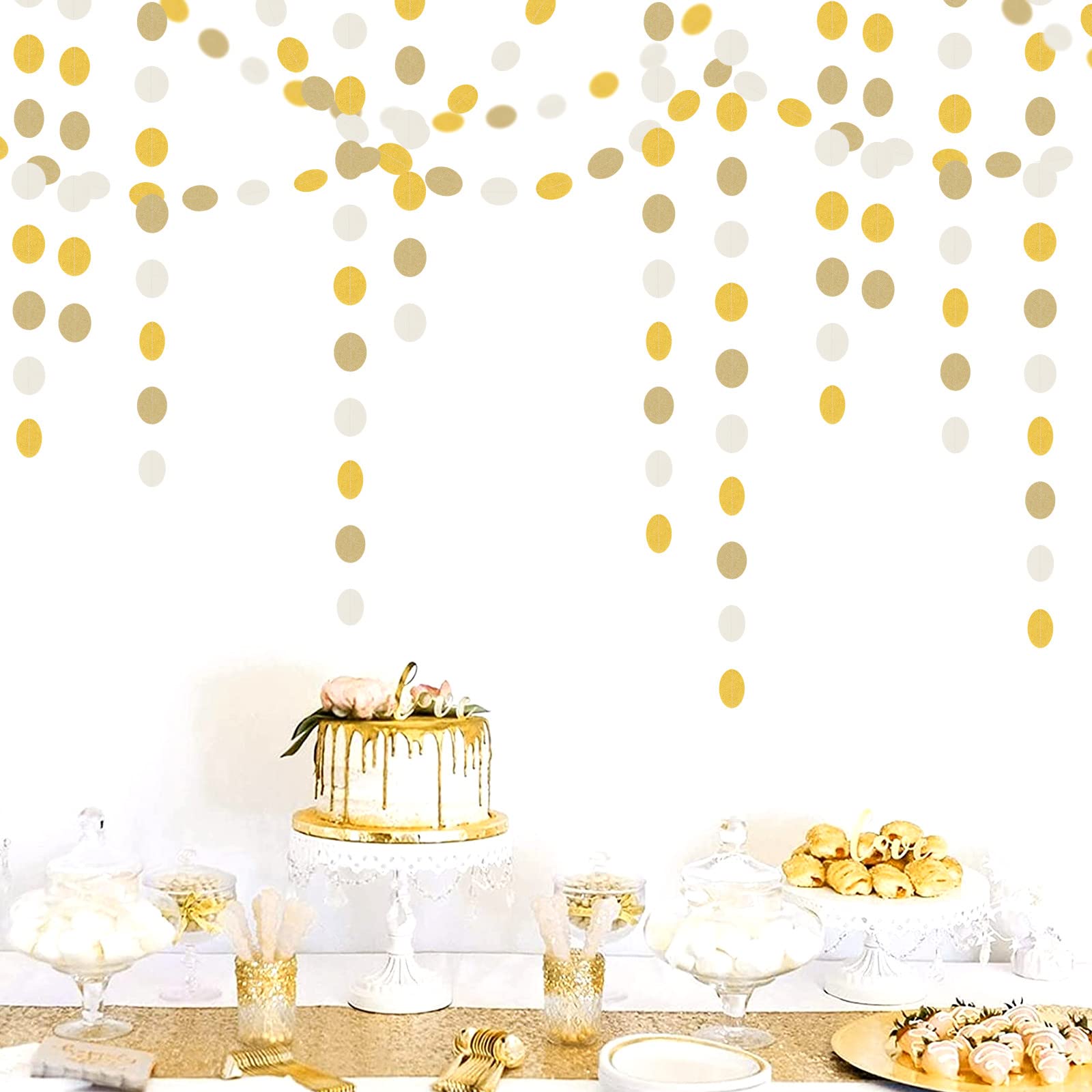 WeißgoldChampagnerPartyDekorationen, LuftschlangenGirlande, 152 m, Weihnachten, Hochzeit, Verlobung, hängendes Papierbanner für Junggesellinnenabschiede, neutrale Baby, Brautparty, Dekoration,