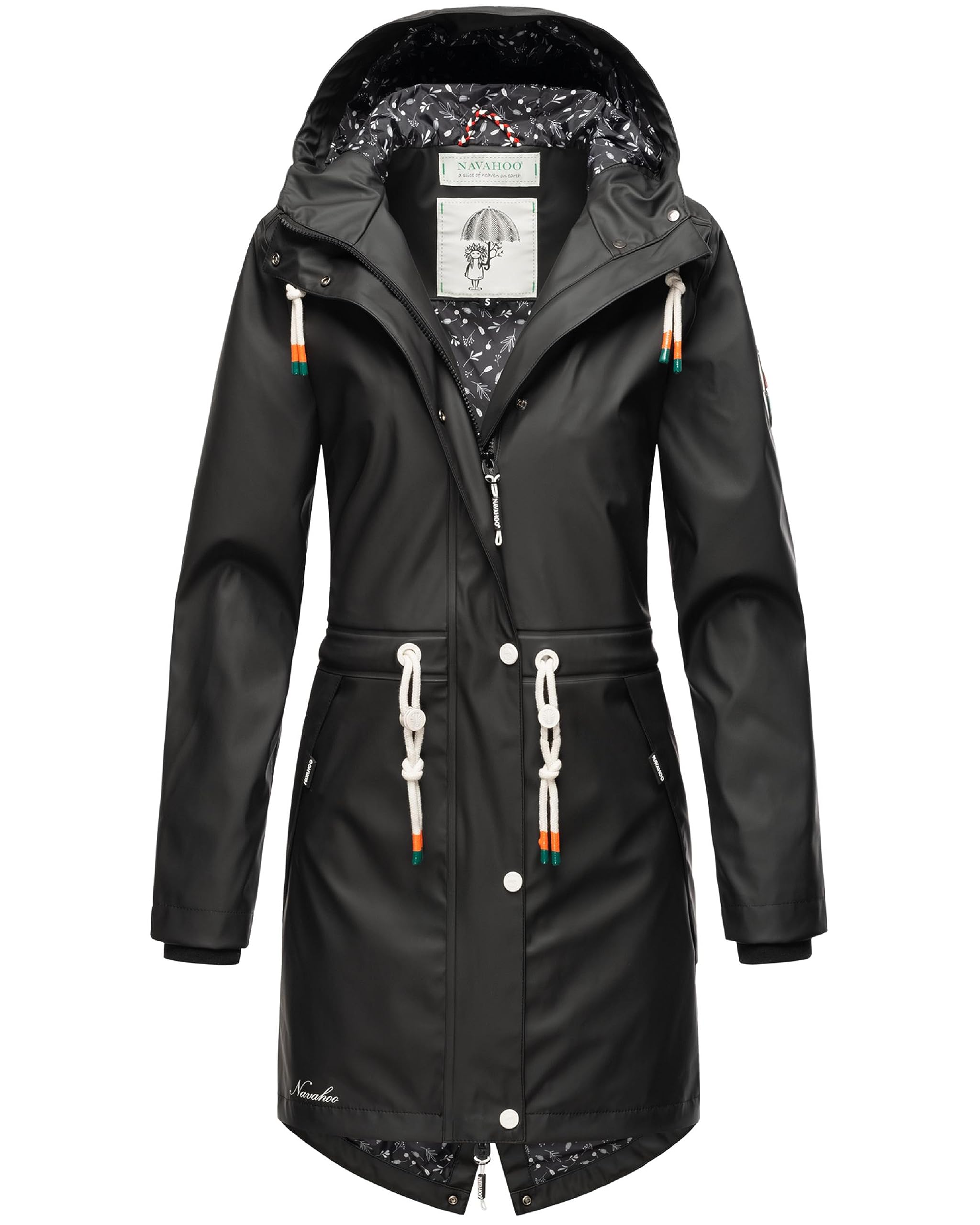Navahoo Women's Black Tropical Stormoo Transitional Jacket, Rain Jacket, Functional Parka Raincoat M