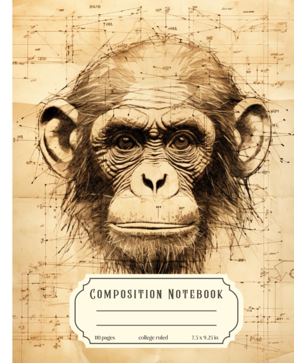 Composition Notebook College Ruled: Aesthetic Vintage Monkey Ape Writing Journal for Teens, Kids, Girls and Boys: 110 Pages, Perfect for School, College, Office, Work, Back to School
