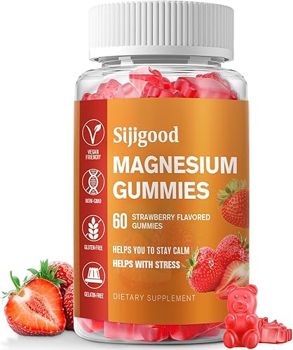 Gomitas de glicinato de magnesio de alta absorción de 600 mg por porción, 60 gomitas veganas, promueve la relajación saludable, el apoyo muscular,